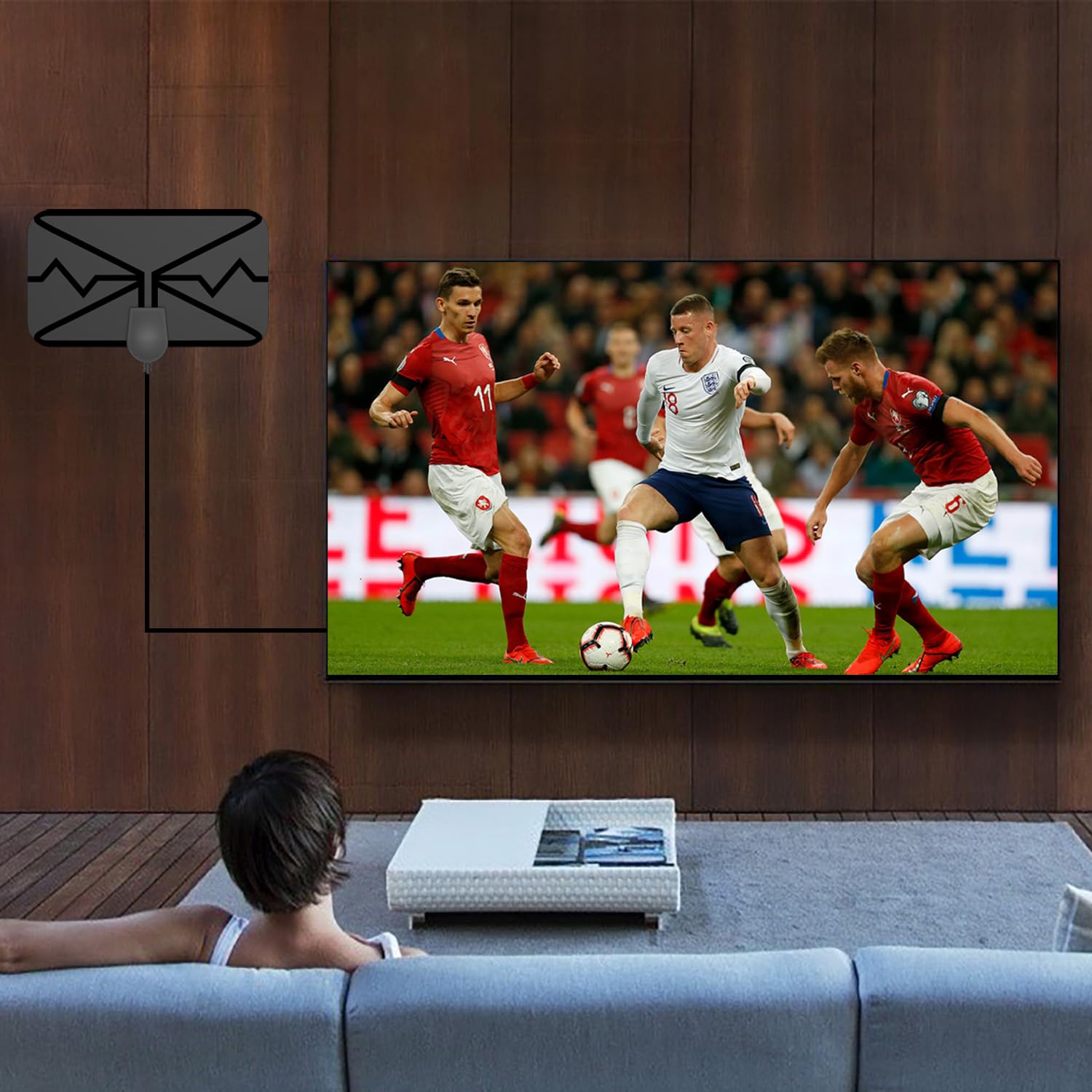 Amplificatore Segnale TV Antenna TV Interna Potente 2025 - Ricezione 360° Fino A 420 Km, 4K HDR Antenna Digitale Tnt 4k