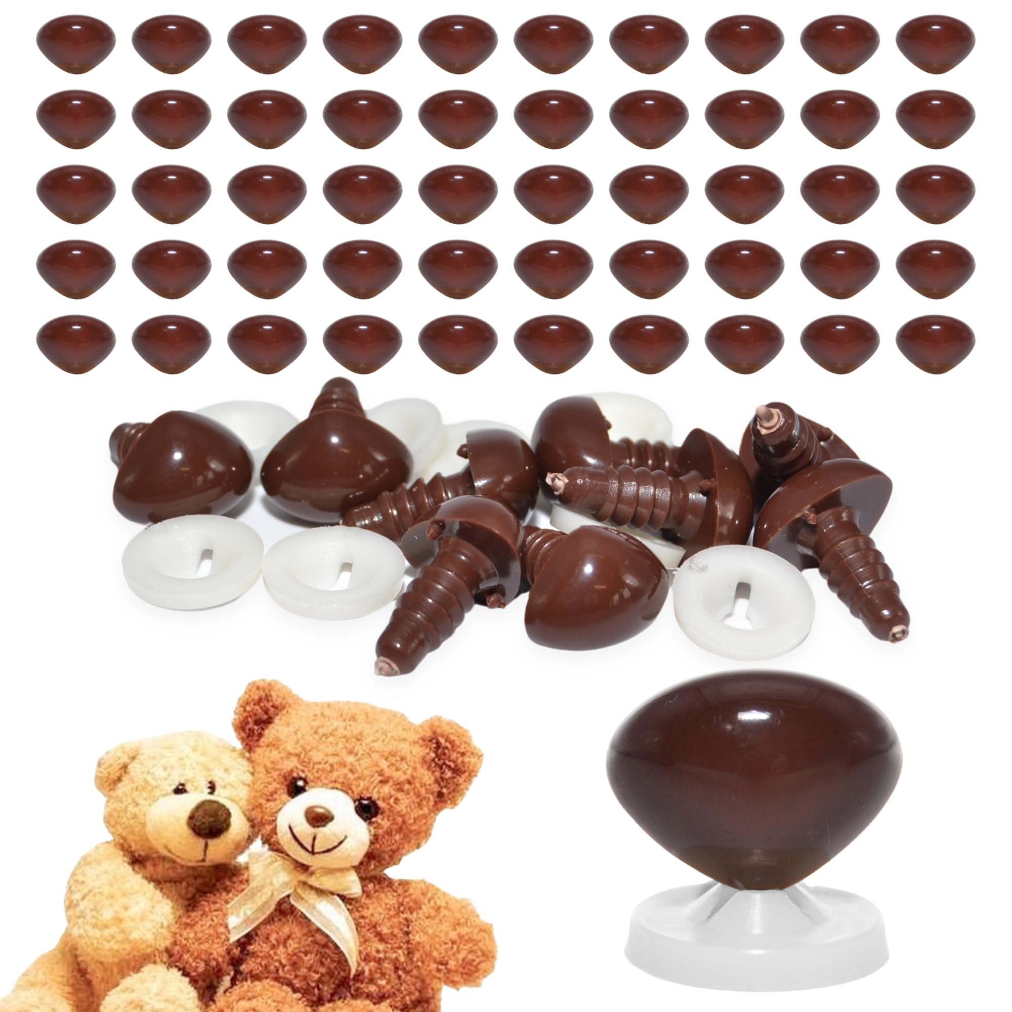 celloexpress 10mm x 8mm Brown Triangle Noses Plastic Backs (Pack of 100)