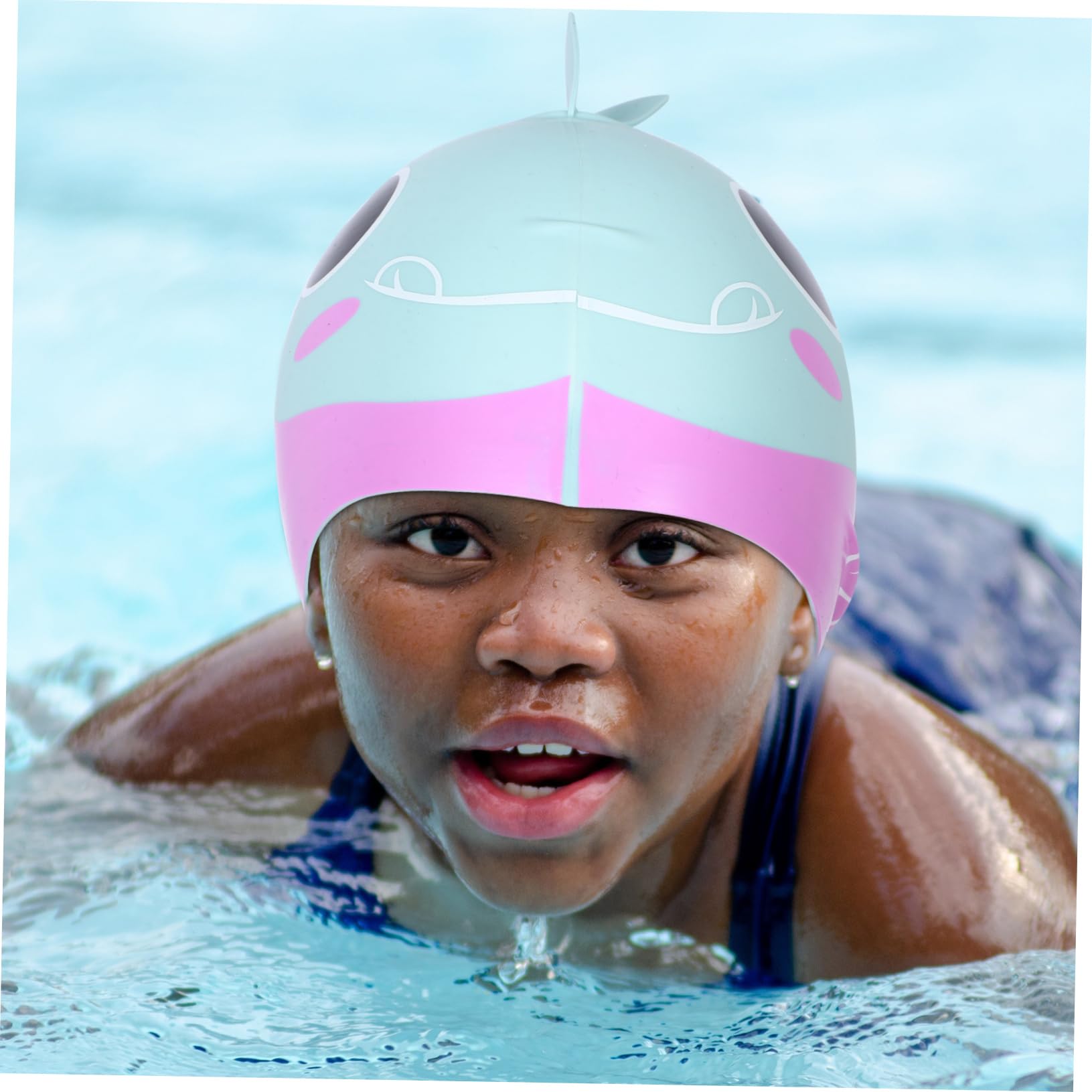 Bonnet Silicone Piscine Bonnet De Bain Silicone Enfant BESPORTBLE - Protection Eau Sirène Rose Protection Cheveux Piscine