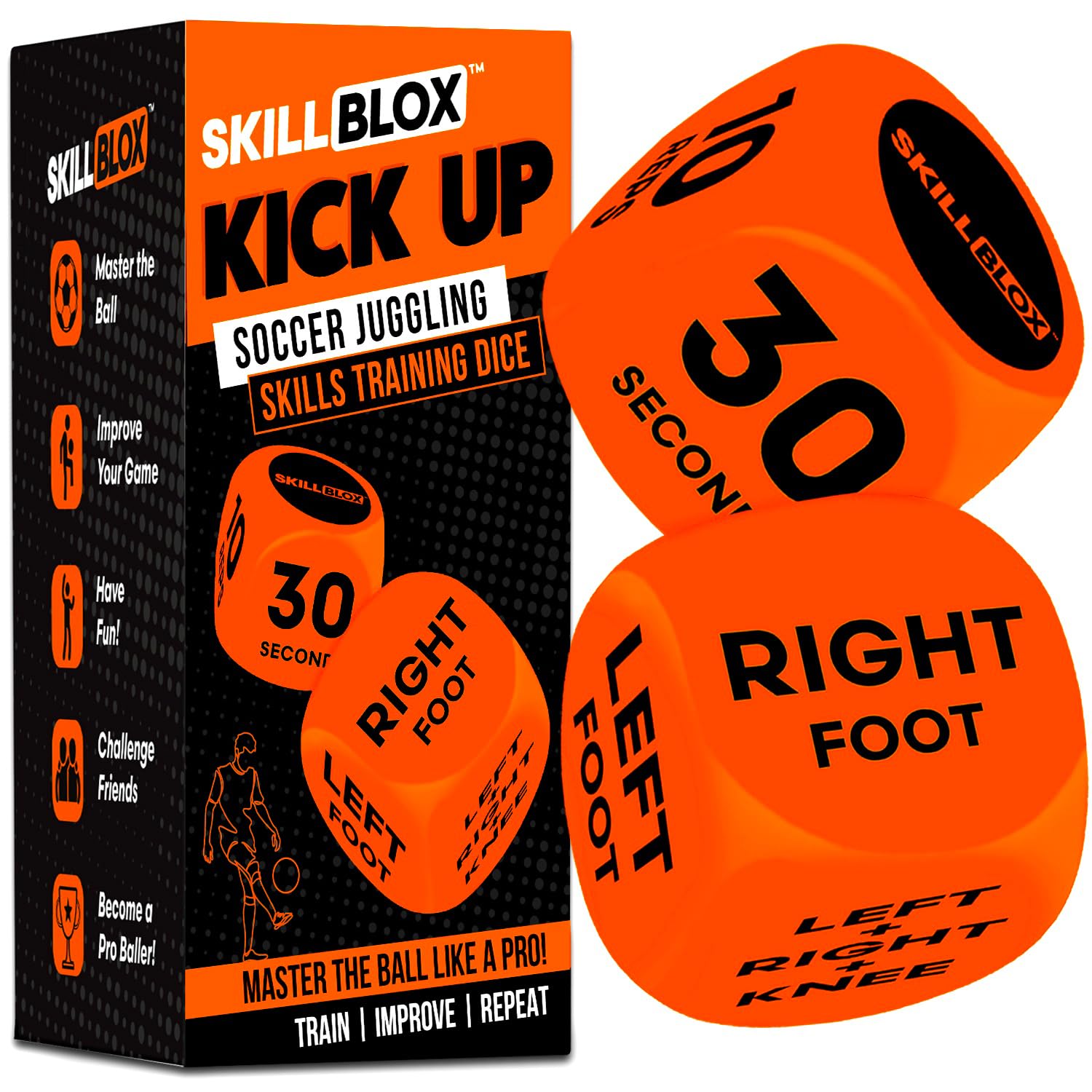 Soccer Kick Up Training Dice (2 pcs) - Soccer Gifts for Boys 8-12 Juggling Skills Game - Training Equipment Accessories (Kick UP DICE)