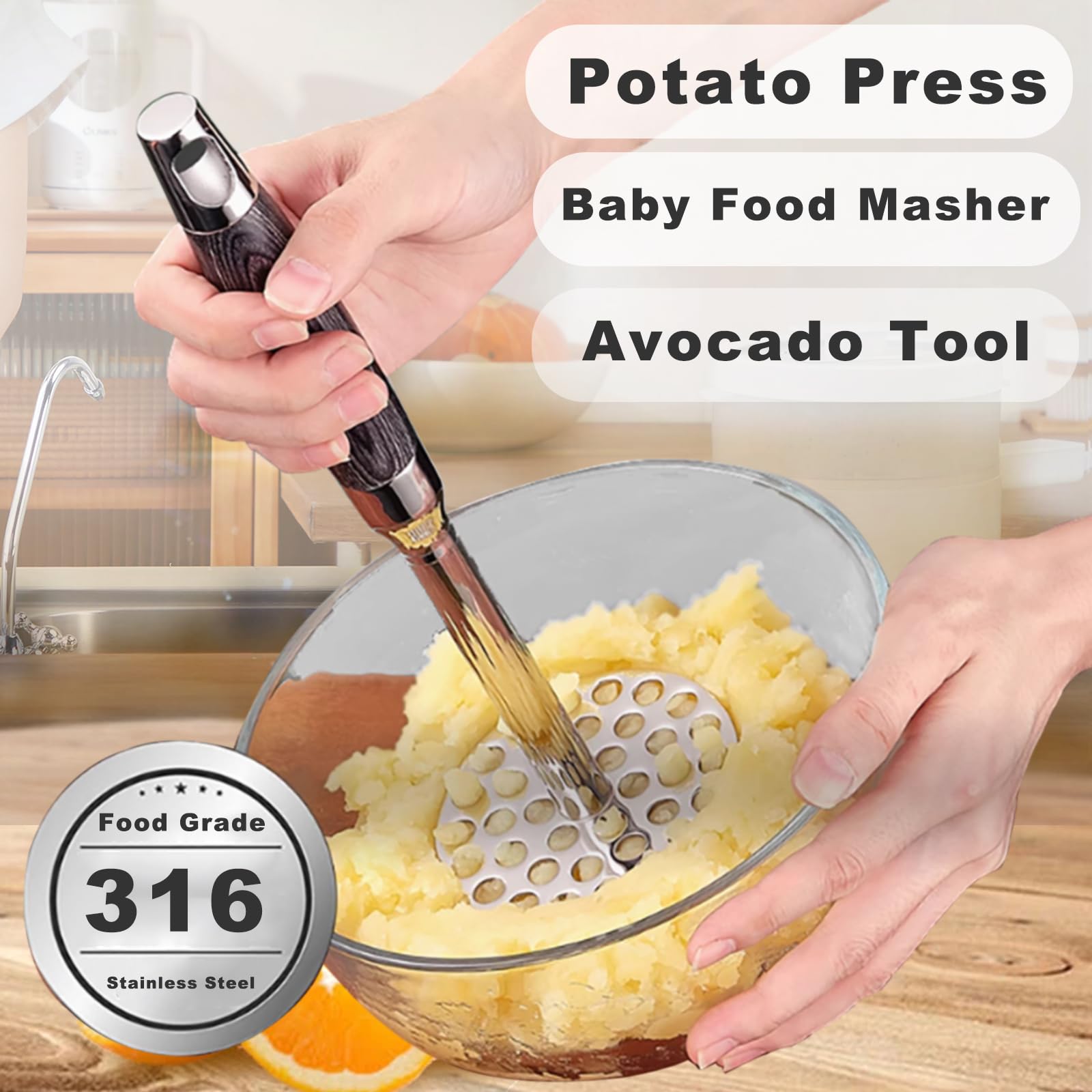 TOPHOME Presse Purée Presse Légumes En Acier Inoxydable,Presse Fruit