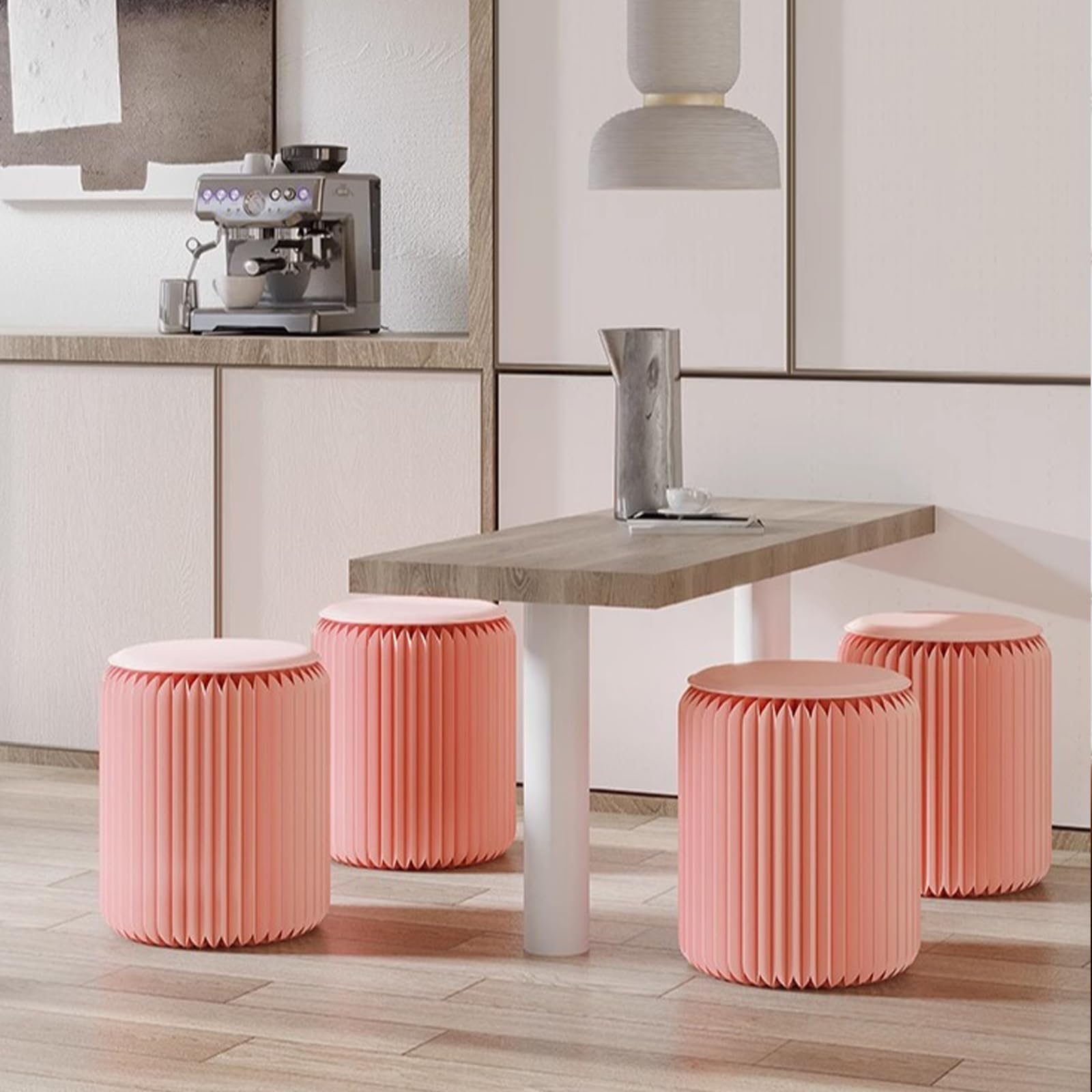 Générique Tabouret Pliant en Papier Tabouret de Pied Moderne Table d'appoint Meubles en Nid d'abeille Portables for Salon Chambre Bureaux à Domicile Librairies Dressing avec Coussin en PU(36x36x44cm)