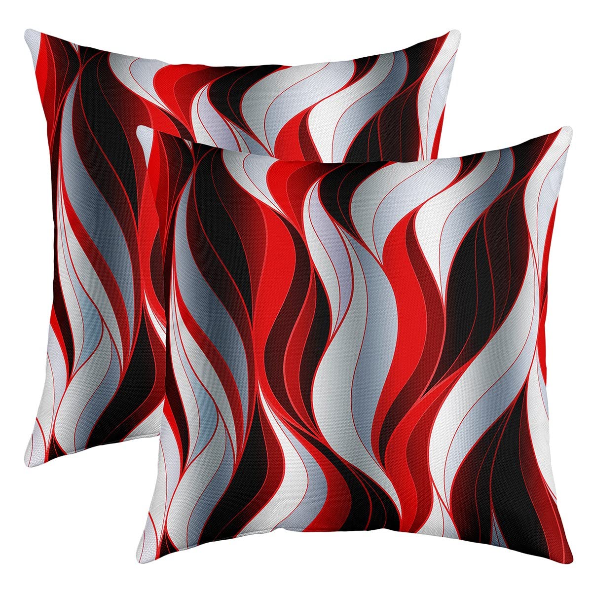 Loussiesd Red White Black Stripes Set of 2 Throw Pillow Covers 55x55cm,Geometric Geometric Cushion Covers for Bed Sofa Couch,Bedroom Decor Modern Striped Art Cushion Case โ image 1