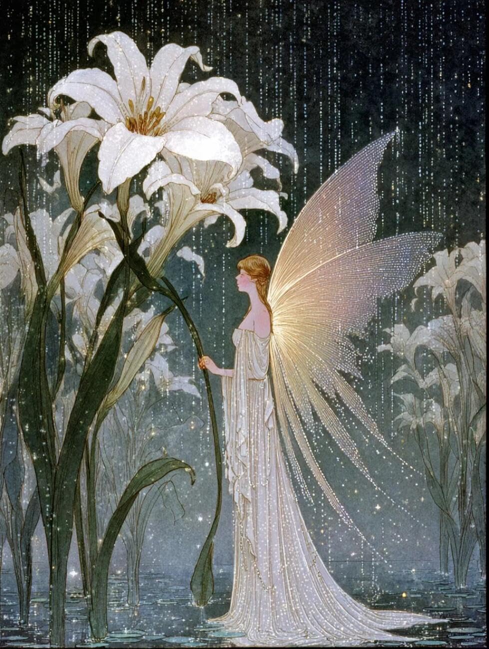 Henypt Cross Stitch Kit Fairy Tale Elf DIY Arts Aand Craft Kit for Adults Beginners with Accessories Handmade DIY/Gifts 14CT 30x40cm