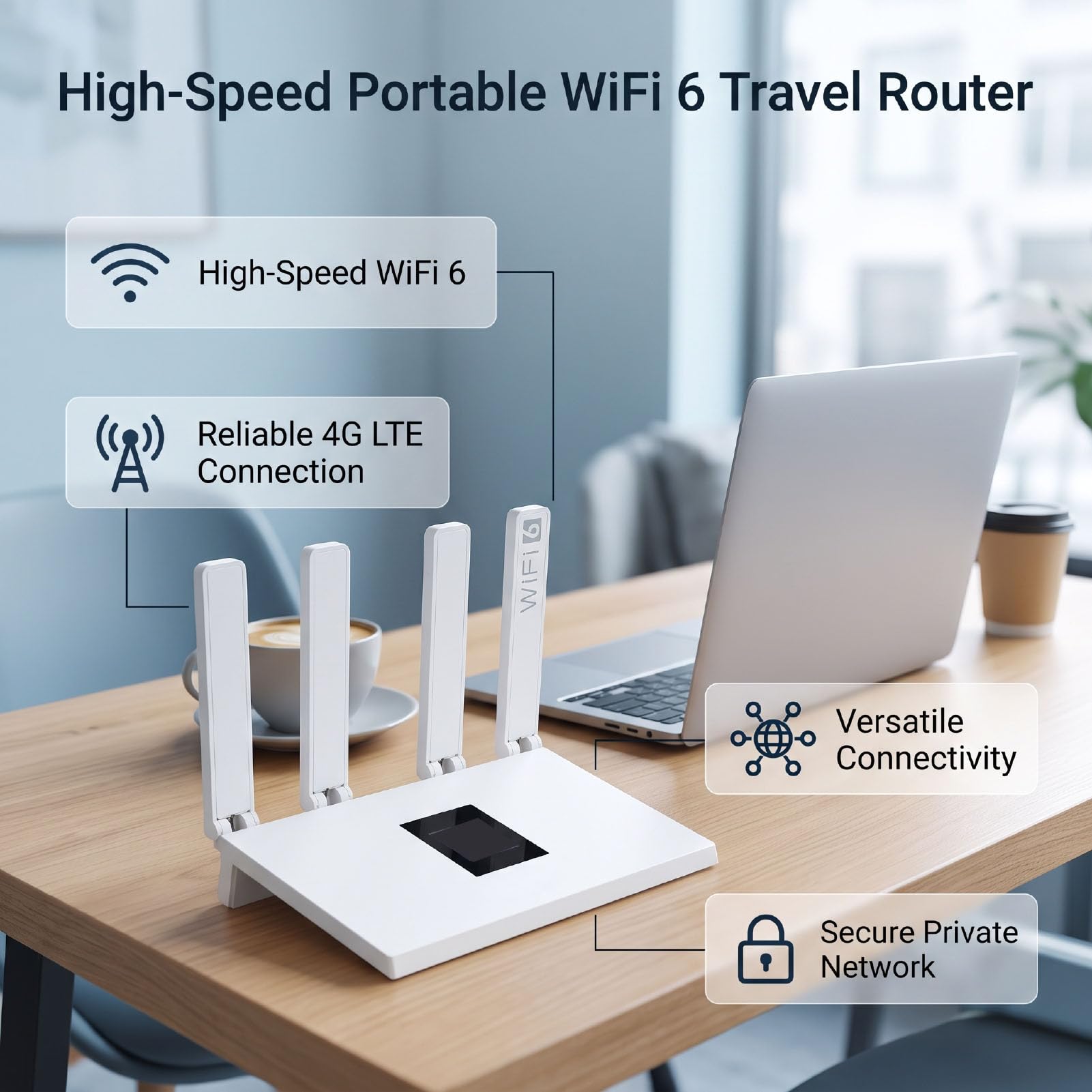 Asixxsix Przenośny Router Podróżny WiFi 6 z Gniazdem Karty SIM