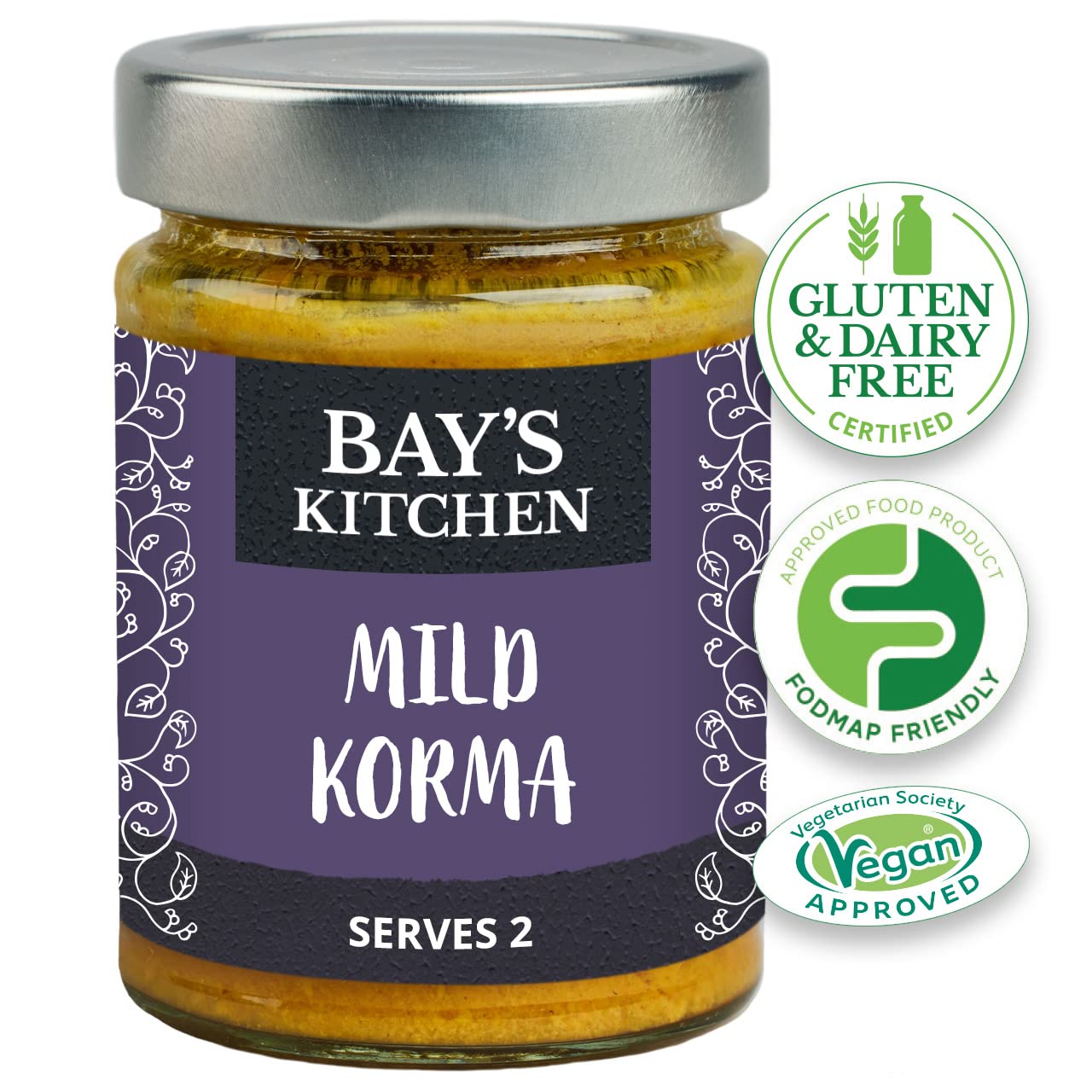 Bay's Kitchen FODMAP łagodny sos z korma, indyjski sos gotowy do gotowania, bezglutenowy, przyjazny dla IBS, odpowiedni dla wegan (260 g)