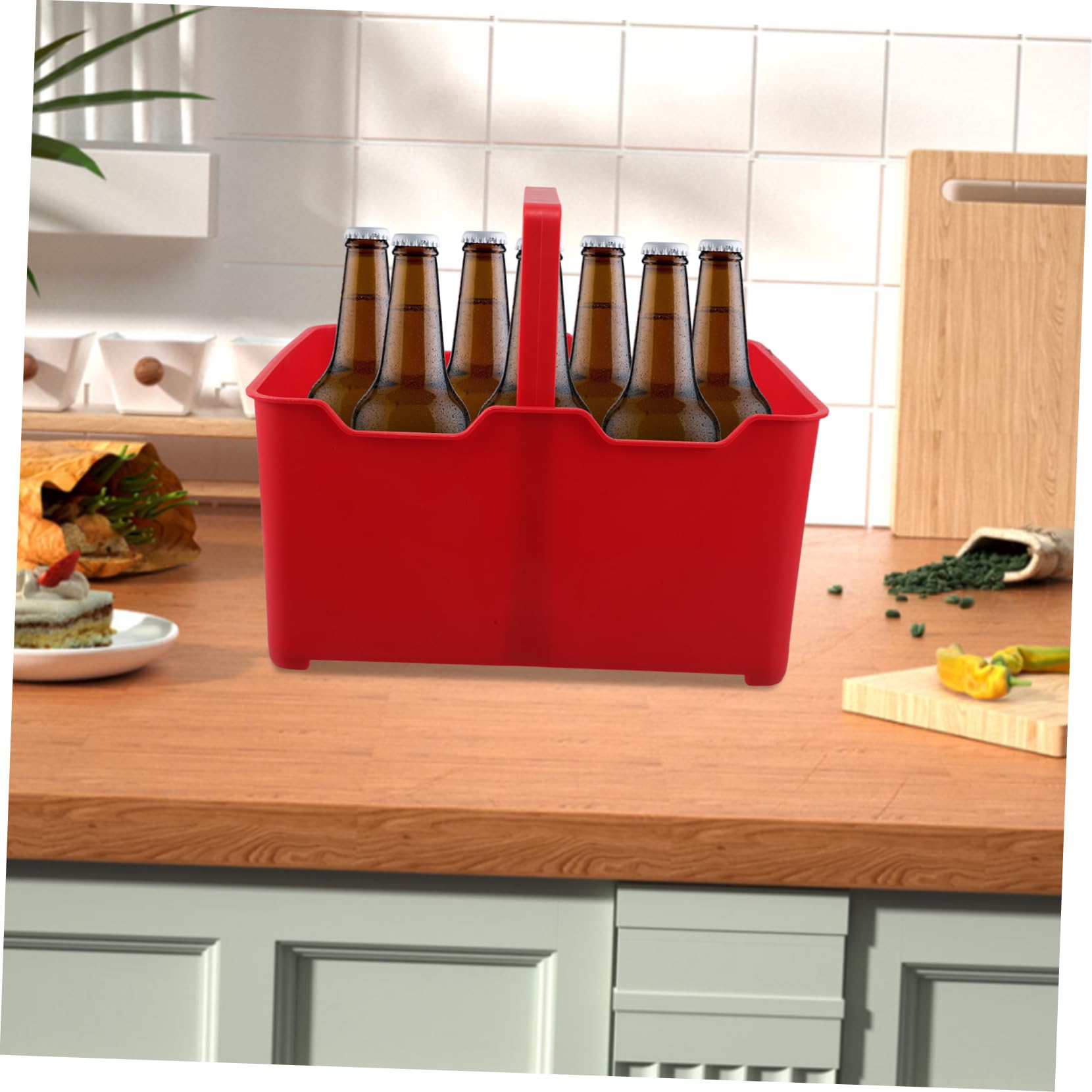 PartyKindom Cesto Portabevande in Plastica Stabile per Bottiglie di Birra e Vino con Impugnatura Portatile per Organizzare Facilmente le Bevande Durante Feste e Eventi