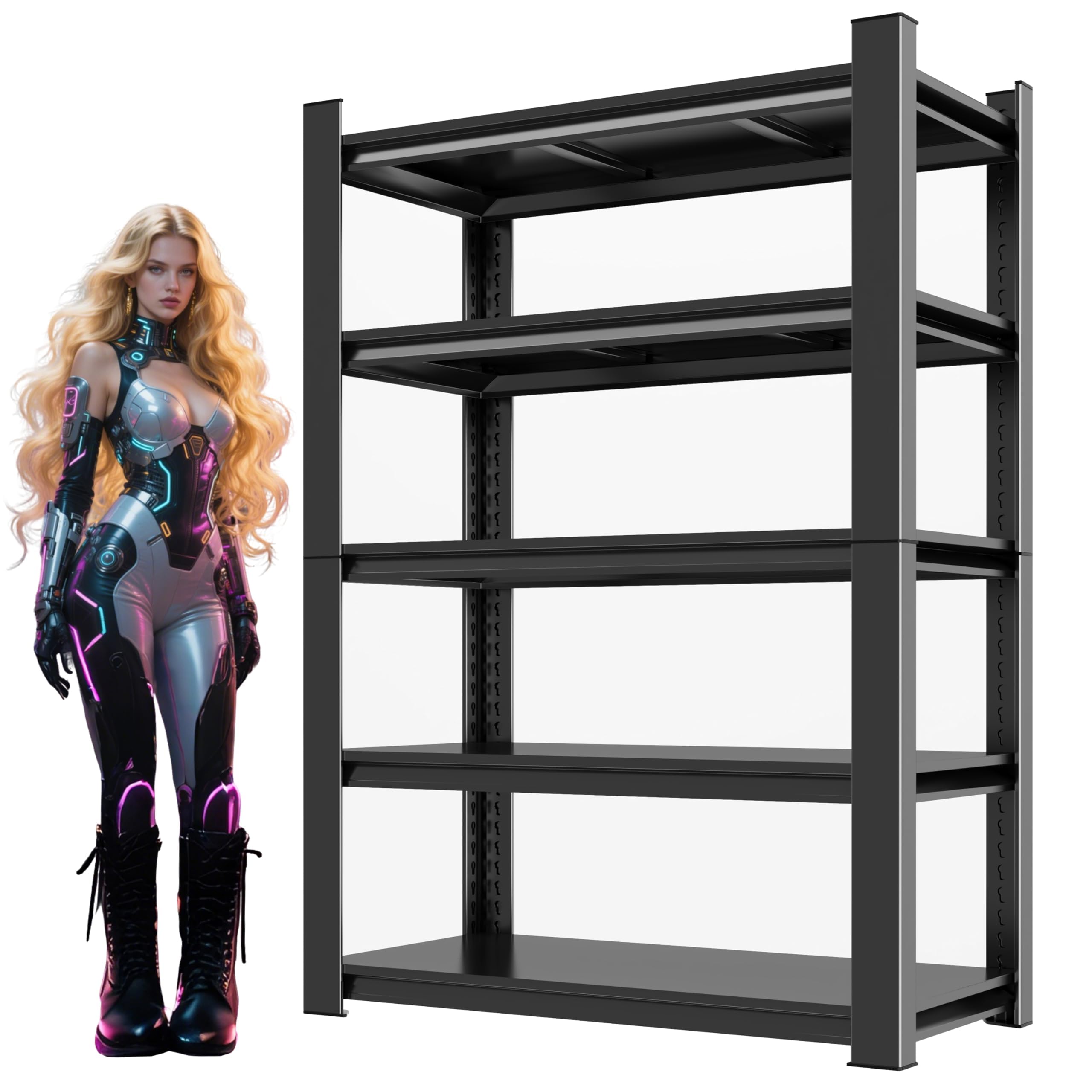 72"H/36"W Garage Shelving Heavy Duty,5 Tier Storage Shelves 3000lbs,Garage Shelves Metal Shelving Unit Industrial Utility Shelf Organization Rack for