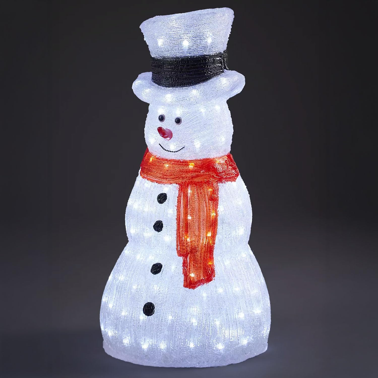 Neo Pupazzo di neve in acrilico, 70 cm, per esterni, festivo, Natale, giardino, portico, decorazione, esposizione, bianco caldo, luminoso, LED illuminato resistente alle intemperie