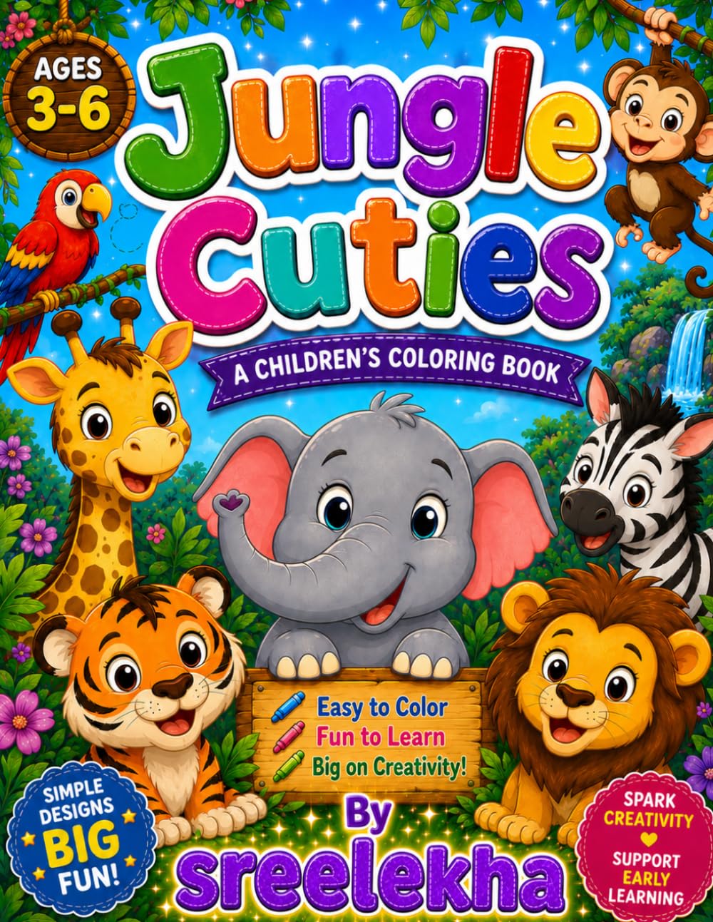 Cute Animals Coloring Book for Kids Ages 3–6: Simple Coloring Pages for Early Learners and Little Kids