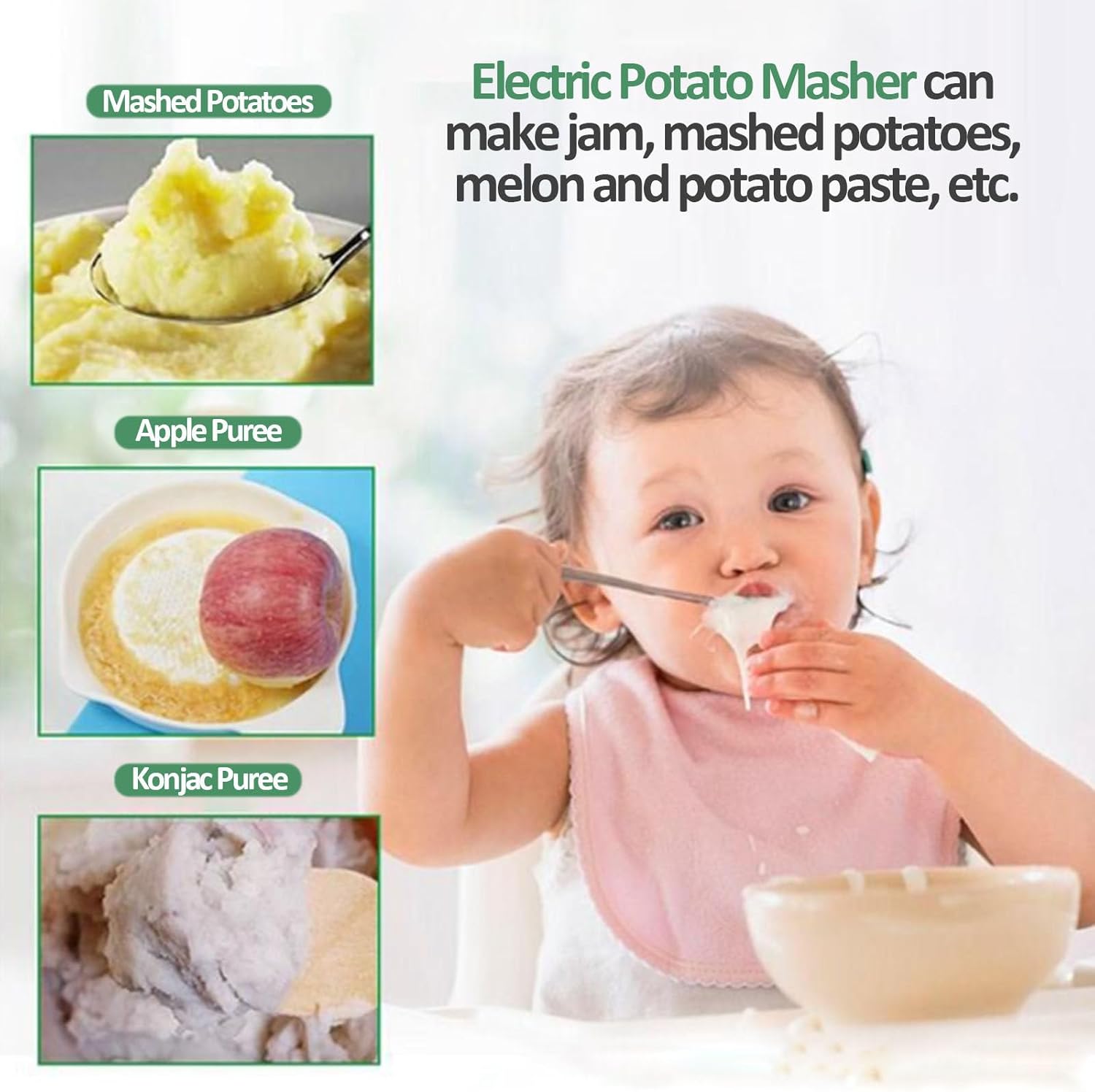 750w Stainless Steel Commercial Potato Masher Shaft and Gear, 20-30 Kg/Hour Electric Potato Masher, Fine Taste, Time Saving for Home and Hotel Use