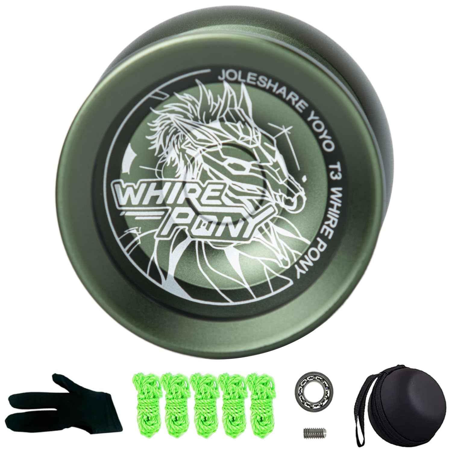 Professional Responsive Yoyo, Aluminum Yo Yo for Kids Beginner, Replacement Unresponsive Ball Bearing for Advanced Yoyo Players + 1 Glove + 5 Yoyo Strings + 1 Ball Bag (Green)