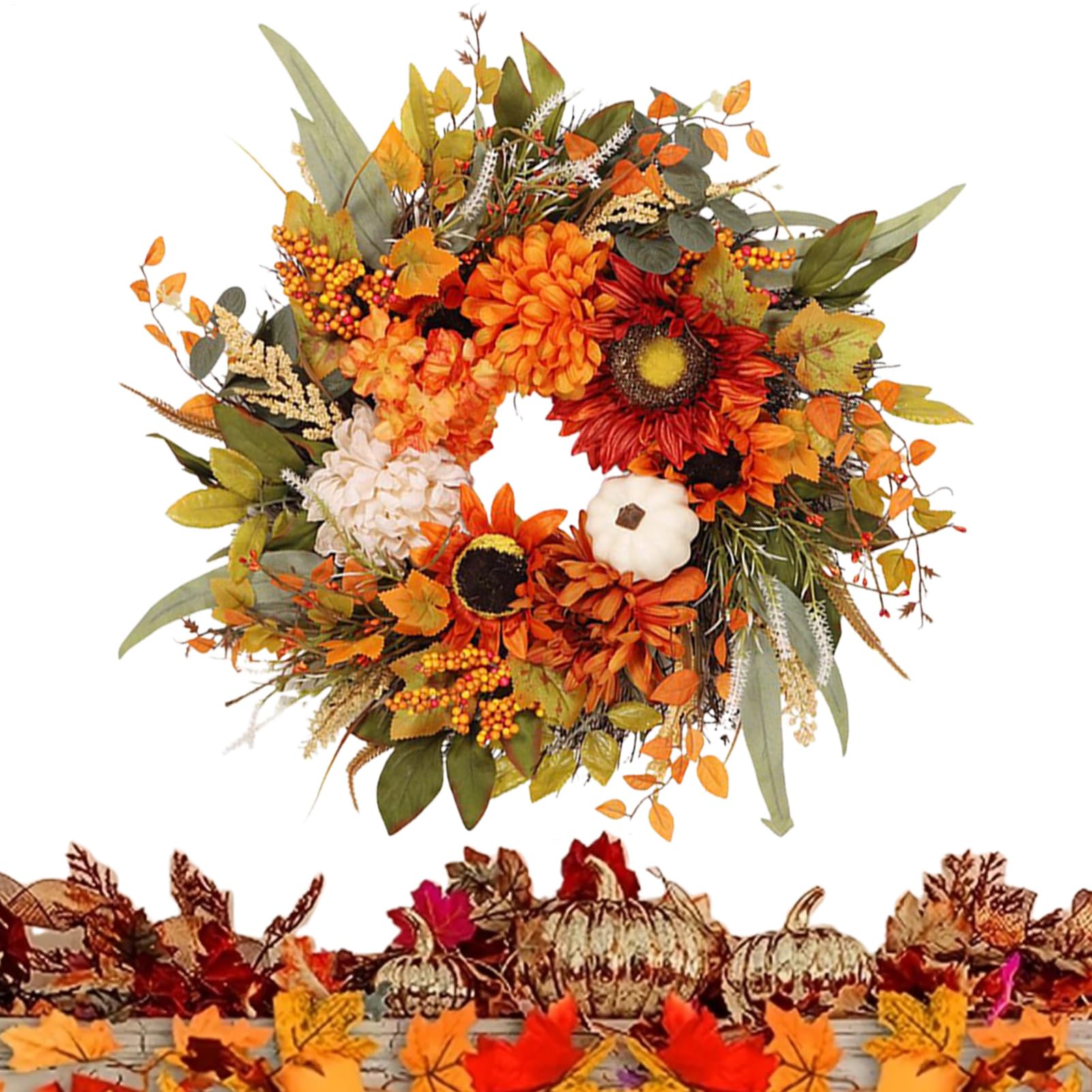 Thanksgiving Herbstkranz Sonnenblumen und Beeren Herbstkränze