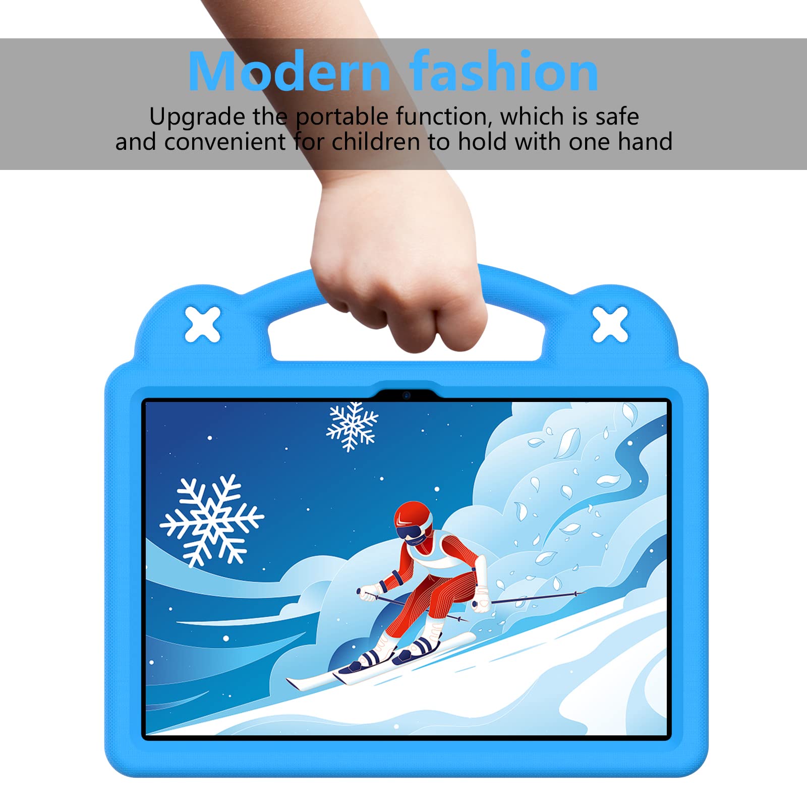 Custodia per tablet per Huawei MatePad T 10S da 10,1 pollici, in EVA, resistente, antiurto, con cavalletto pieghevole, custodia a forma di orsetto con tracolla per bambini