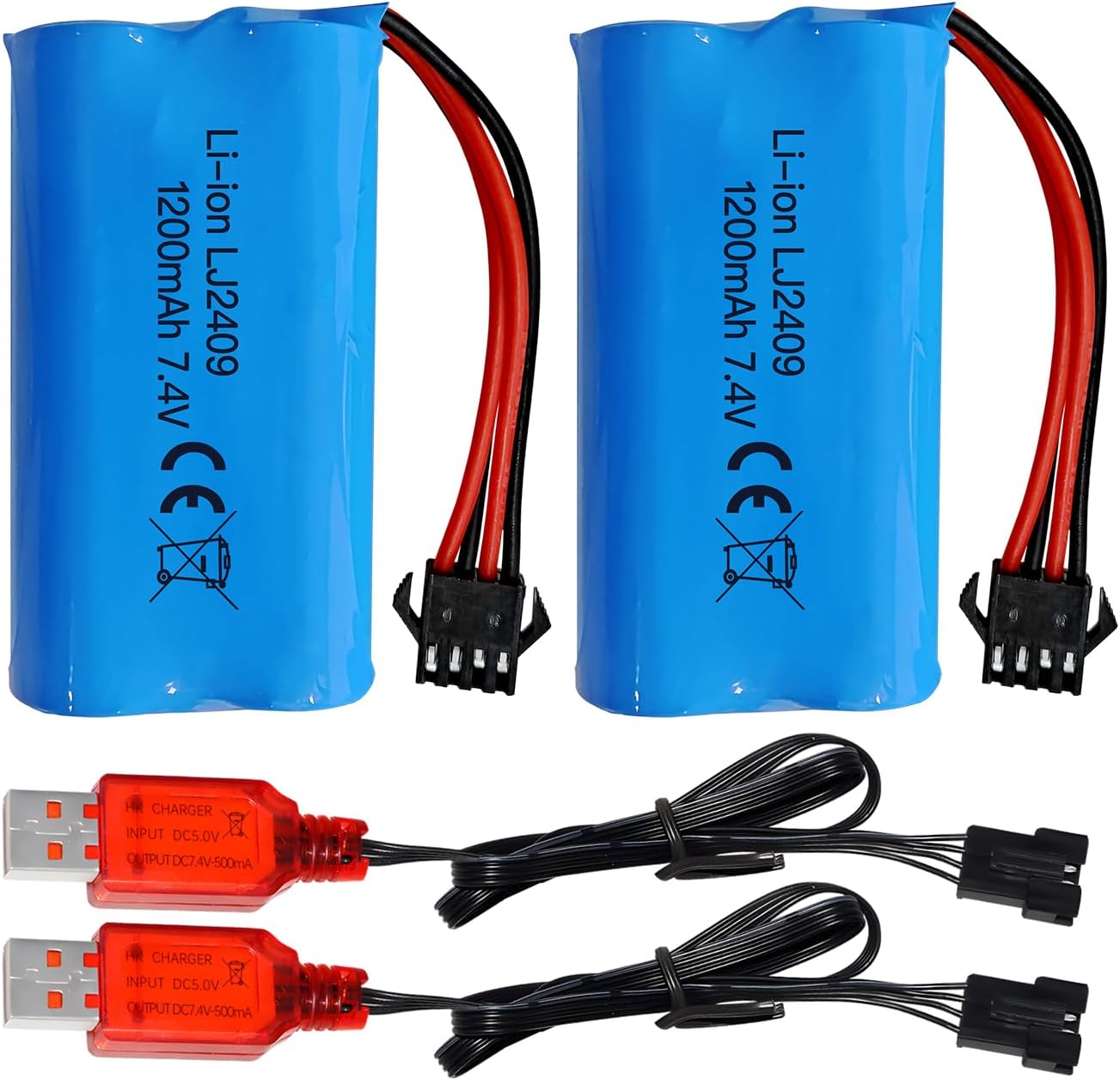 1Pcs 7.4V 500Mah Sm - 4P Plug Li-Batterie Avec Câble De Charge Usb Pour