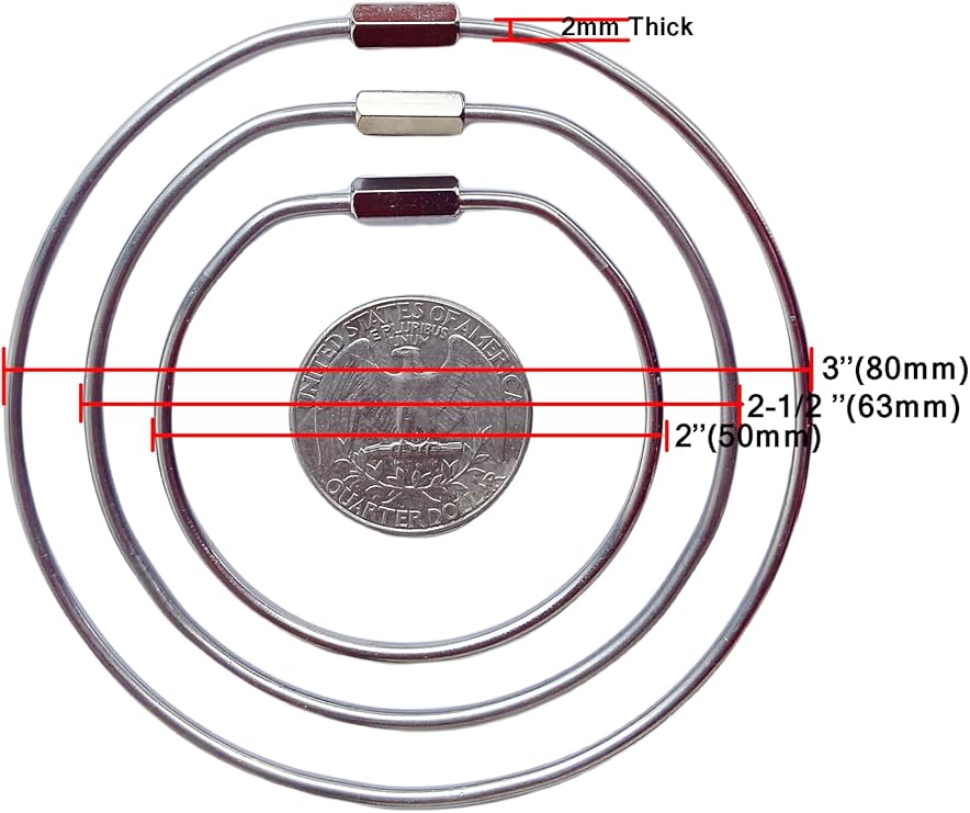 6 Pack Threaded Locking Key Rings Purse Charms(Diameter 2'')