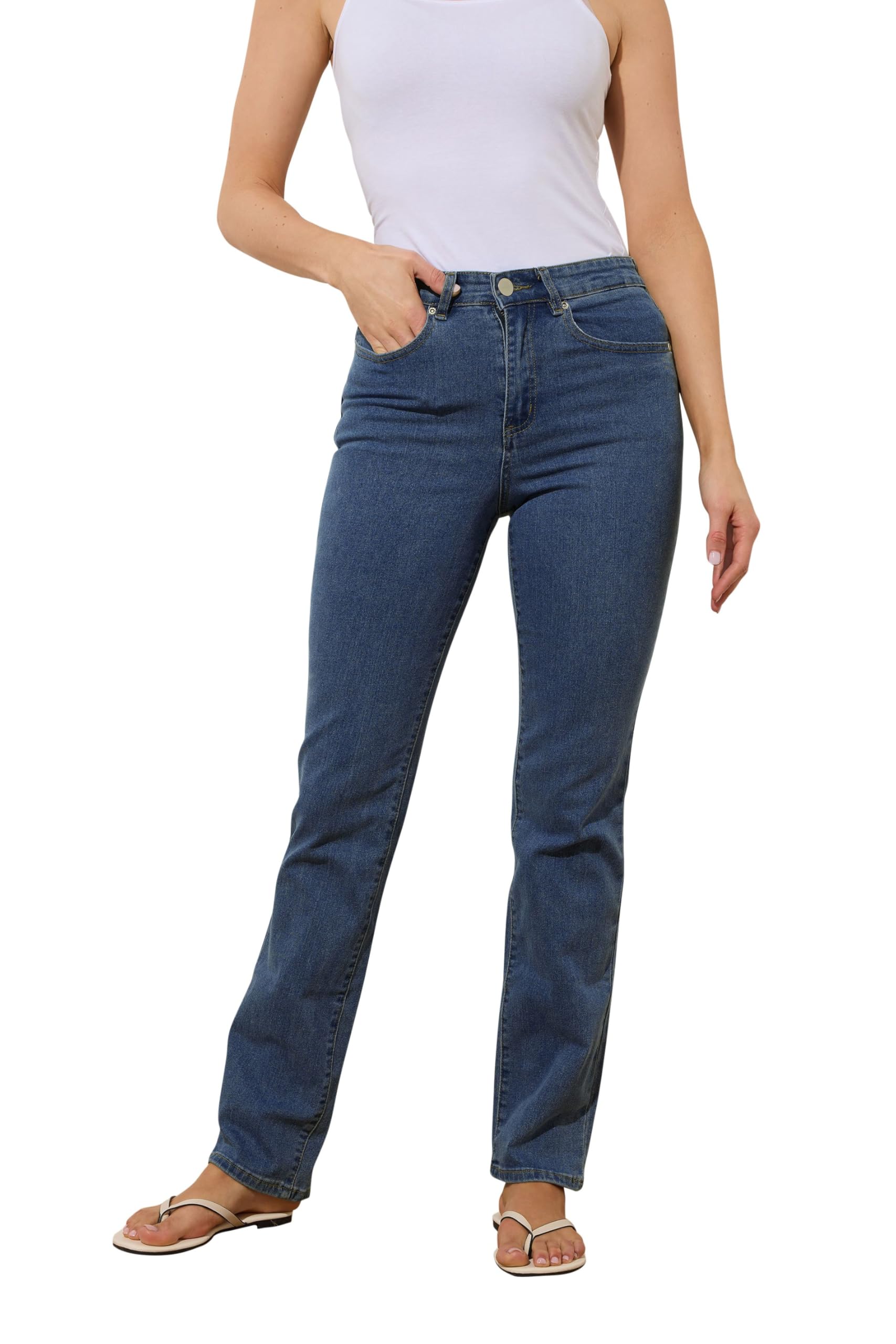 Long Tall Sally Women's Blue - Lts Tall Dark Stretch Straight Leg Jeans