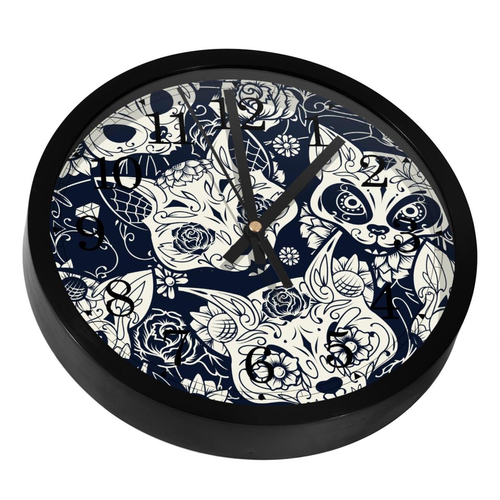 Horloge murale silencieuse motif renard, objet d'art pour cuisine et bureau
