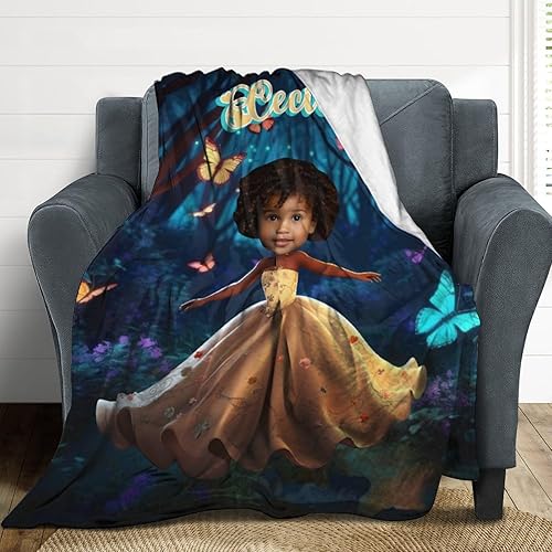 Miniatura 4 de Manta de forro polar personalizada con nombre de foto, regalo para niños pequeños, regalo de niña afroamericana, mantas de bebé para recién nacidos,