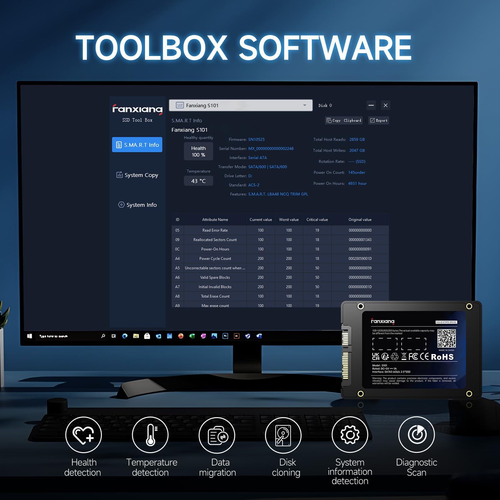 fanxiang S101 1TB SSD SATA SSD 1TB Internal Solid State Drive SATA III 6Gb/s 2.5" SSD, UP to 520MB/s, 3D NAND TLC, Upgrade Laptop PC and Desktops — Amazon image 5