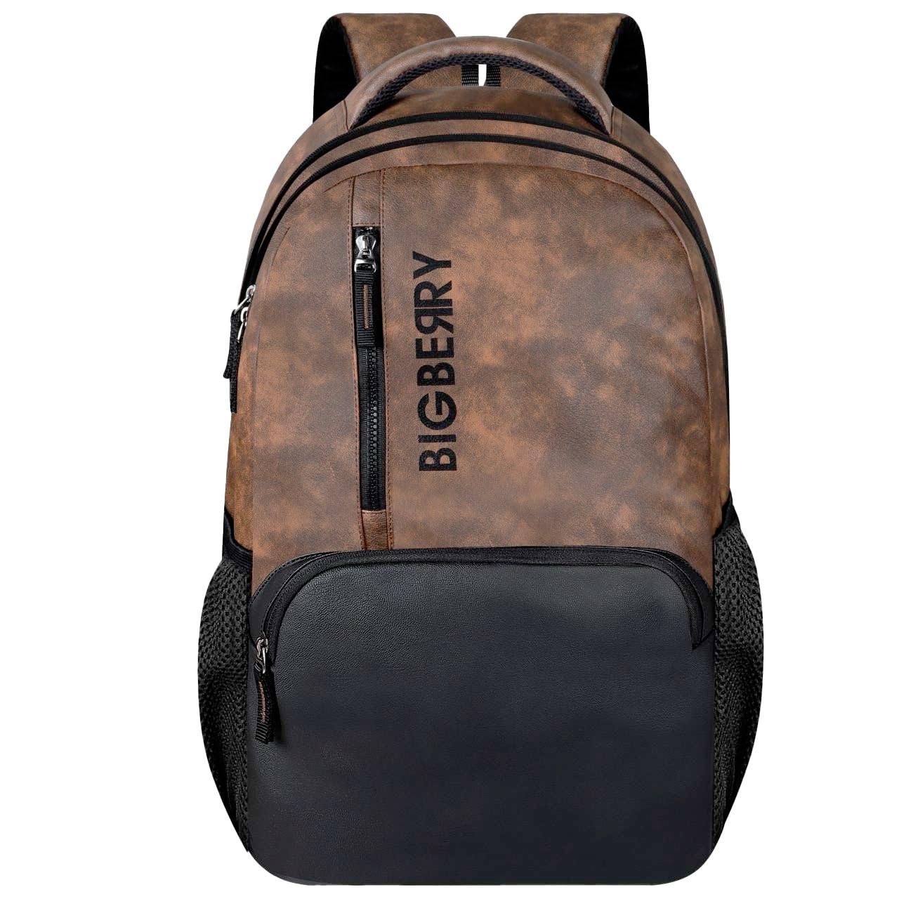 BIGBERRY Rodeo 28 Ltrs leatherite/faux leather Backpack for school, college, office & travel with Multiple Compartments & organiser with Multiple Compartments & organiser