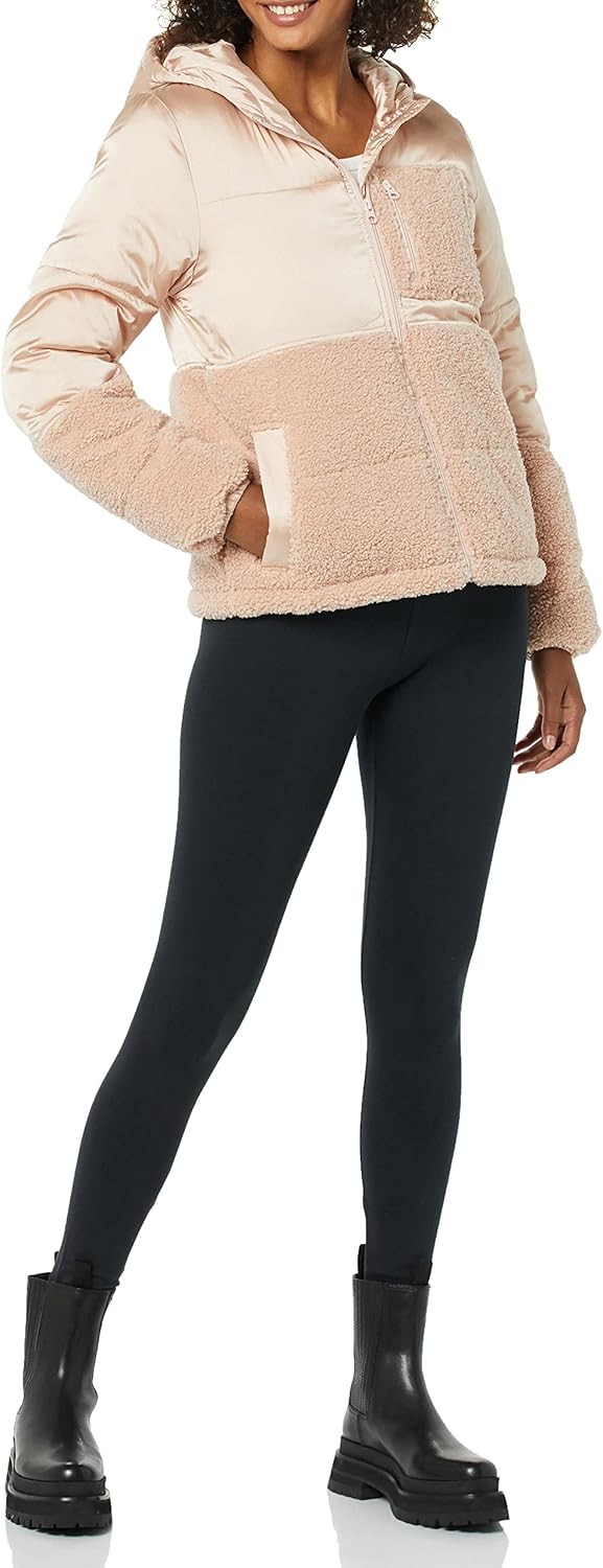 Amazon Essentials womens Full-Zip Sherpa Fleece Hooded Puffer Jacket - Image 3