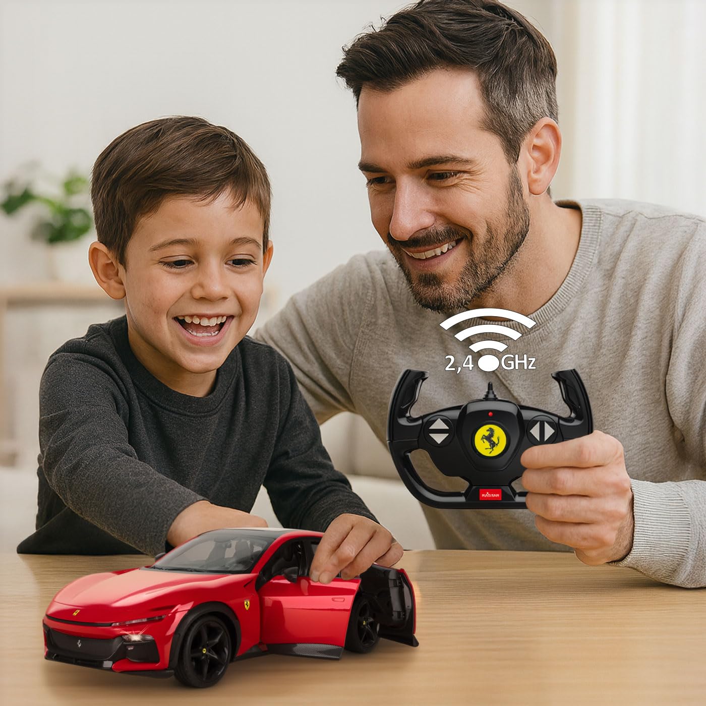 JAMARA 402256 Ferrari Purosangue 1:14 2,4 GHz drzwi ręczne, zdalne sterowanie samochodem, samochód dla dzieci, zabawka z pilotem zdalnego sterowania, model samochodu, prezent dla dzieci, światło LED