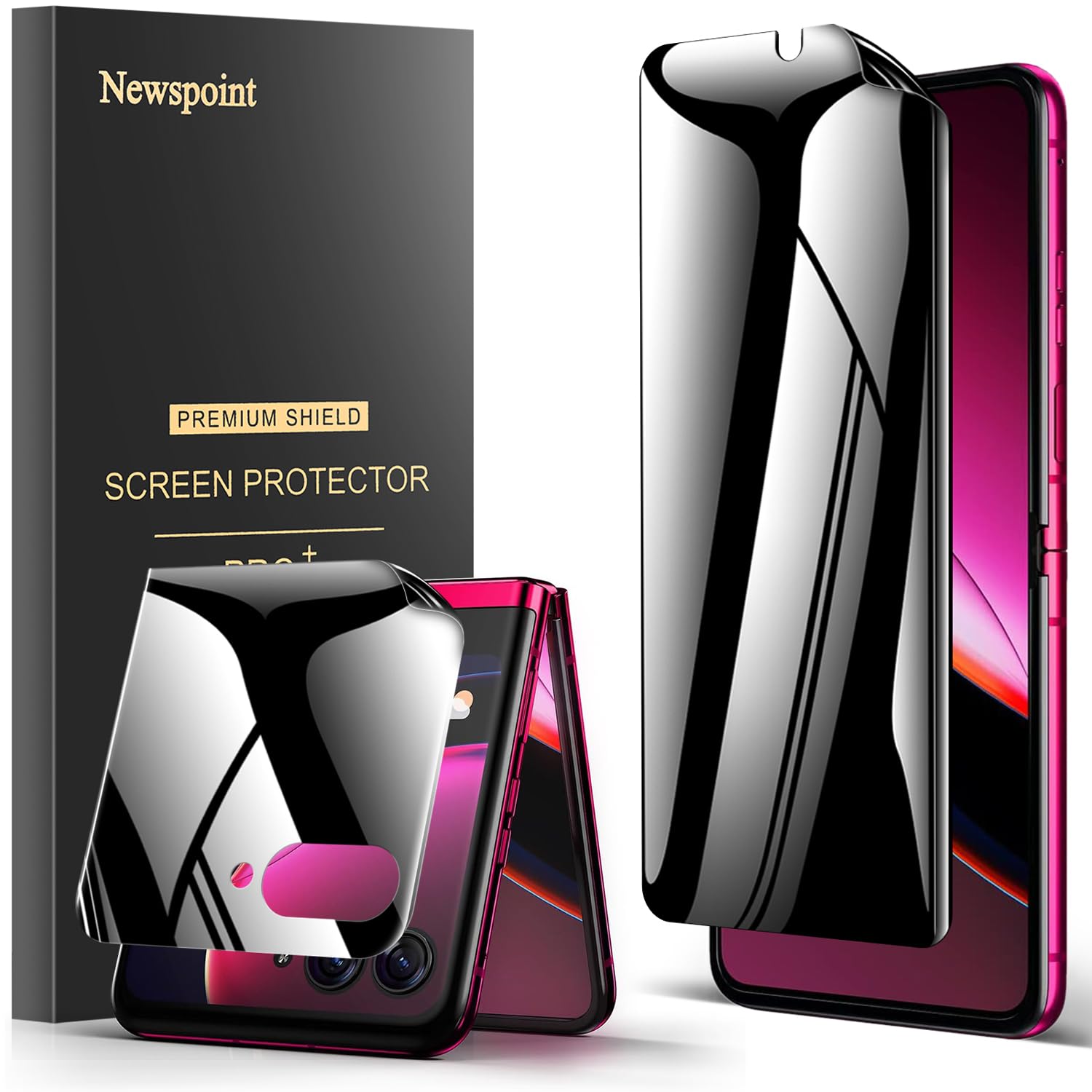 Protector de pantalla de privacidad para Motorola Razr+ / Plus 2025 [sensible al tacto], 1 paquete de protector de pantalla mate interior y película mate externa, compatible con fundas