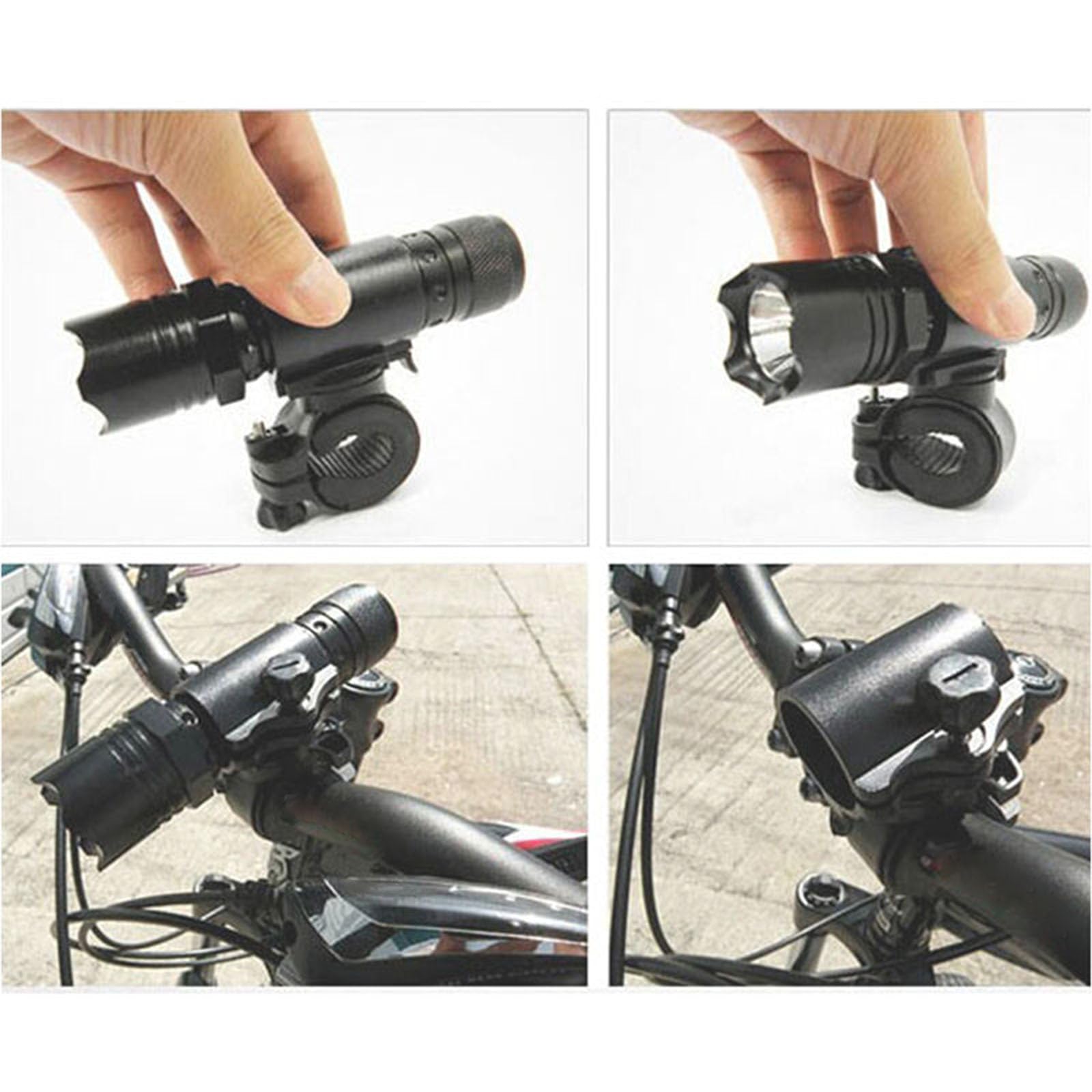 QIEIEI 2Pcs 360 Degree Rotating Bicycles Light Holder Universals Torches Clip Flashlight Mounting Brackets