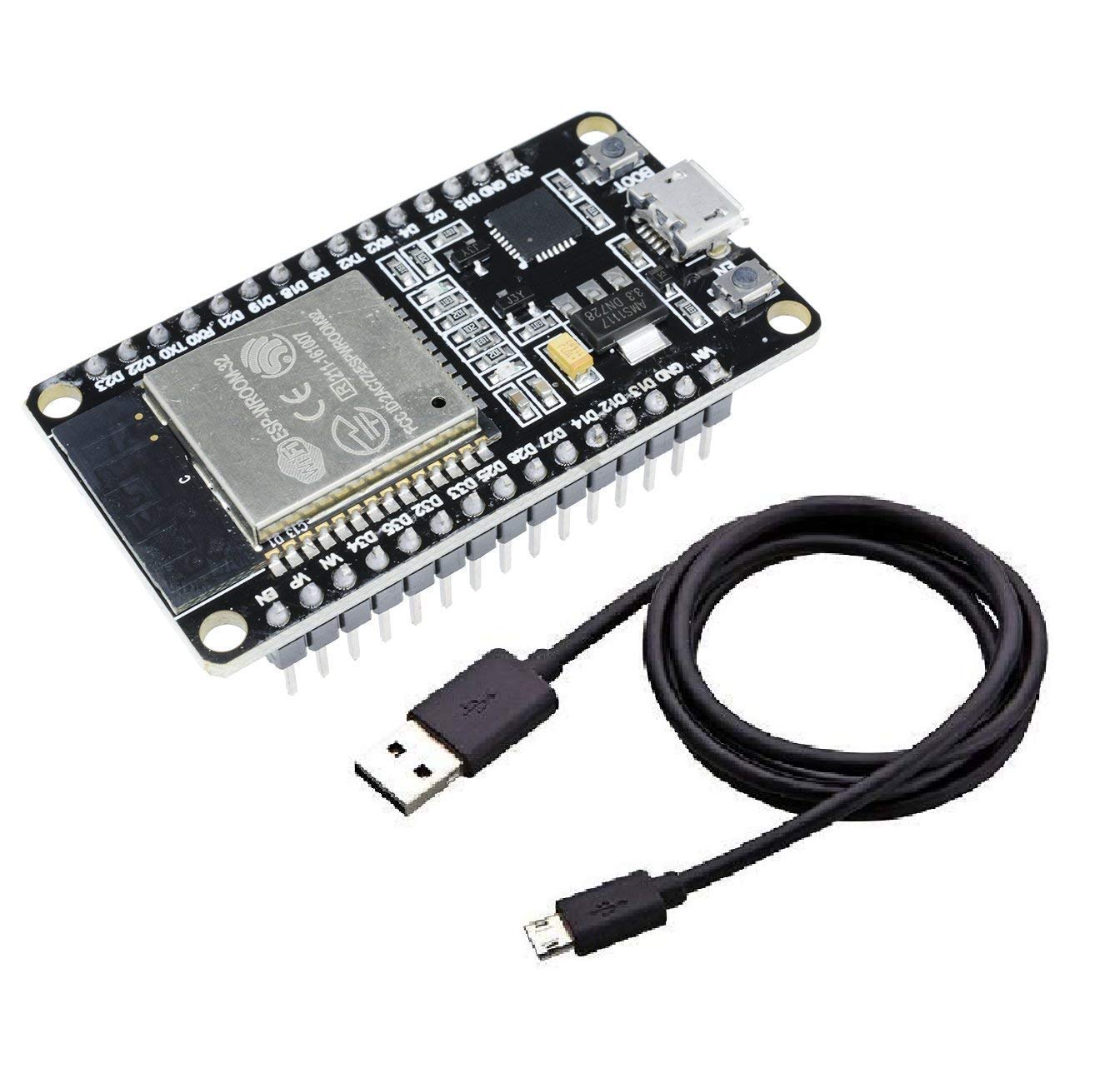 Scriptronics® ESP-WROOM-32 ESP32 ESP-32S Development Board 2.4GHz Dual-Mode WiFi + Bluetooth Dual Cores Microcontroller Processor Module with Usb Cable for Arduino IDE
