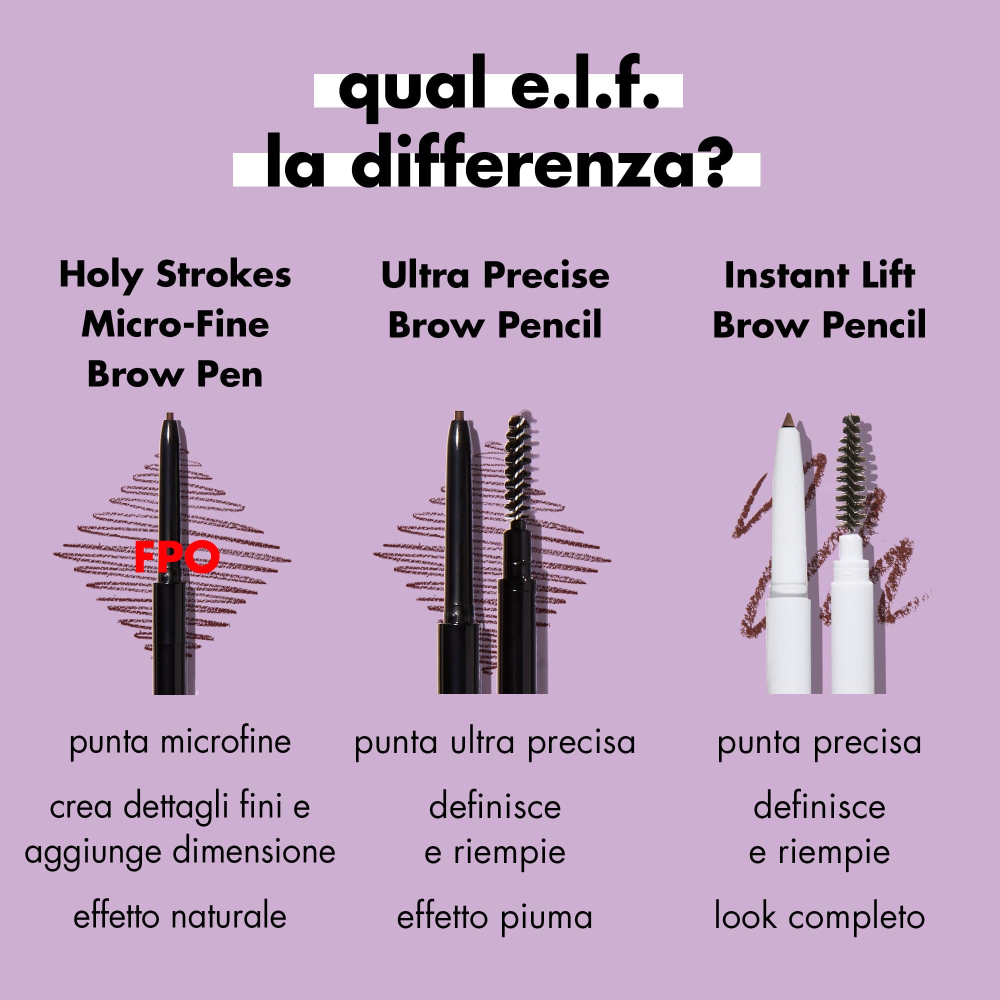 e.l.f. Holy Strokes Micro-Fine Brow Pen, Per Sopracciglia Dall'aspetto Naturale, Lunga Durata, Formula Waterproof, Resistente alle Sbavature, Vegano & Cruelty-Free, Espresso