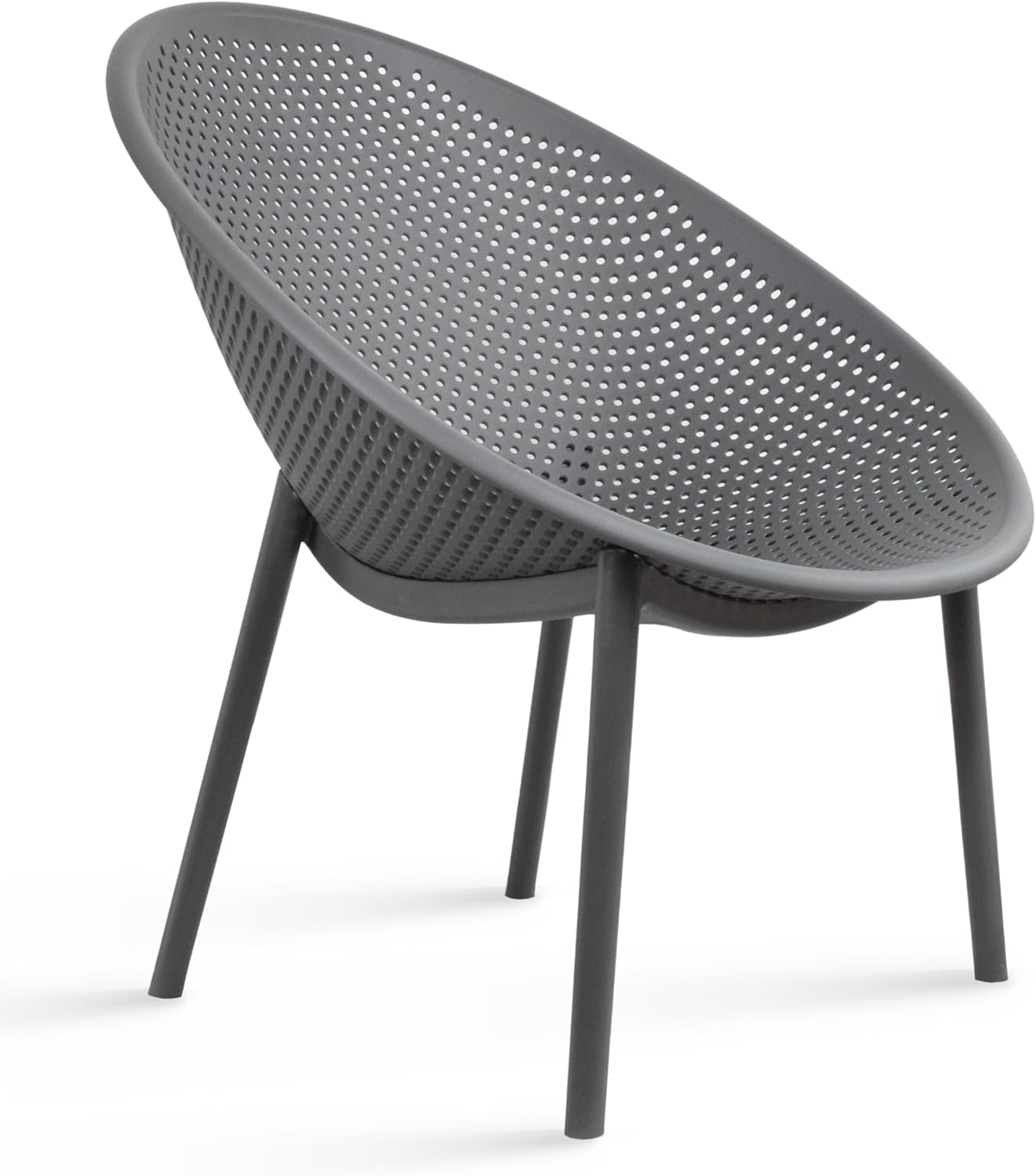 2xhome Modern Oval Chair, Contemporary Accent Lounge Chair with Perforated Breathable Egg Shaped Pod Seat for Kitchen, Dining, Patio, Indoor Outdoor, Gray, Single, Set of 1