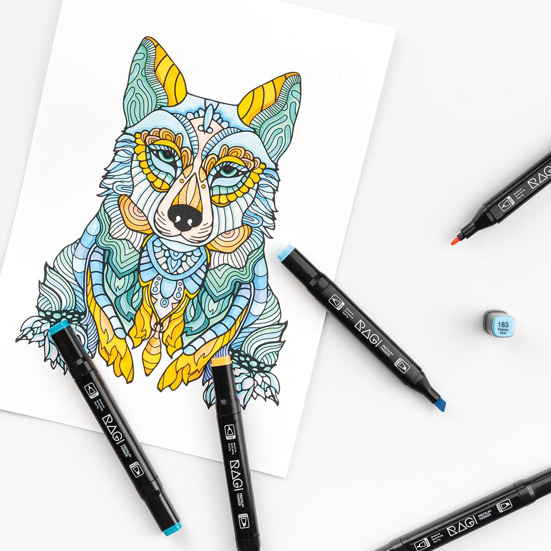 RAGI Alkoholmarker Set - 264 Alkohol Stifte & Filzstifte für Profis und Anfänger, Perfekt für Manga, Sketchbook, Malbuch und Zeichnen, Ideal für Erwachsene, Inklusive Weiches Etui