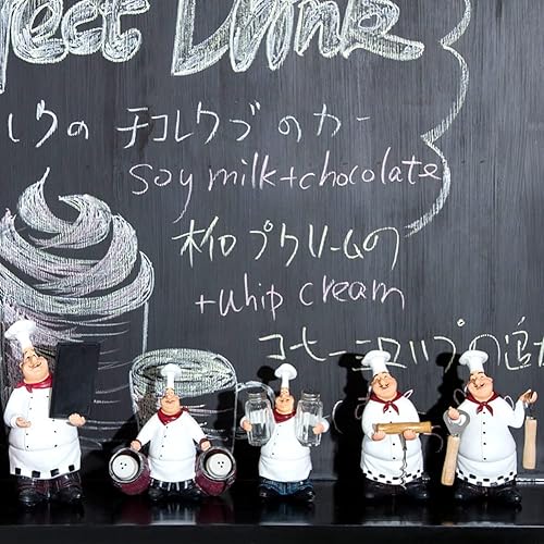 Miniatura 4 de Holding - Letrero de pizarra de tiza escrita, figuras de chef de resina, bonitos adornos de escultura de estatua de chef, decoración para el hogar,