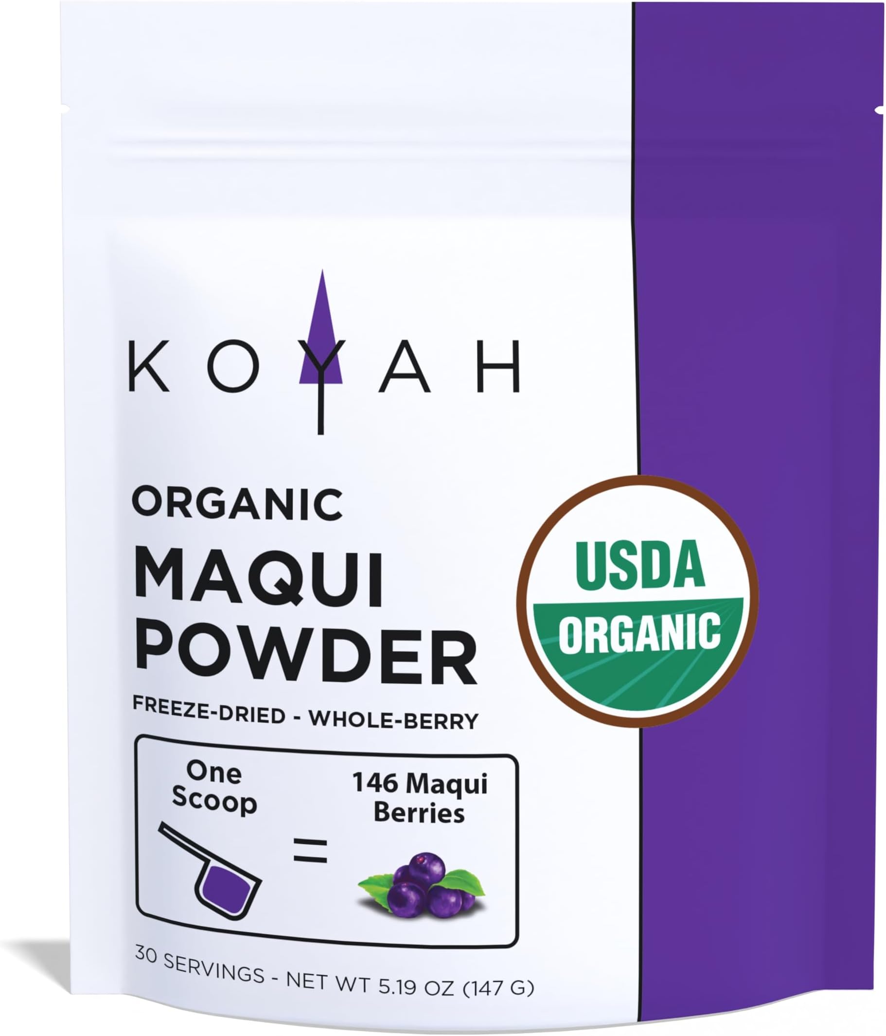 Organic Maqui Powder 40 Servings (1 Scoop = 146 Berries or 1/8 Cup Fresh), Chile Grown, Freeze-dried, Whole-Berry Powder, 196.0 gram