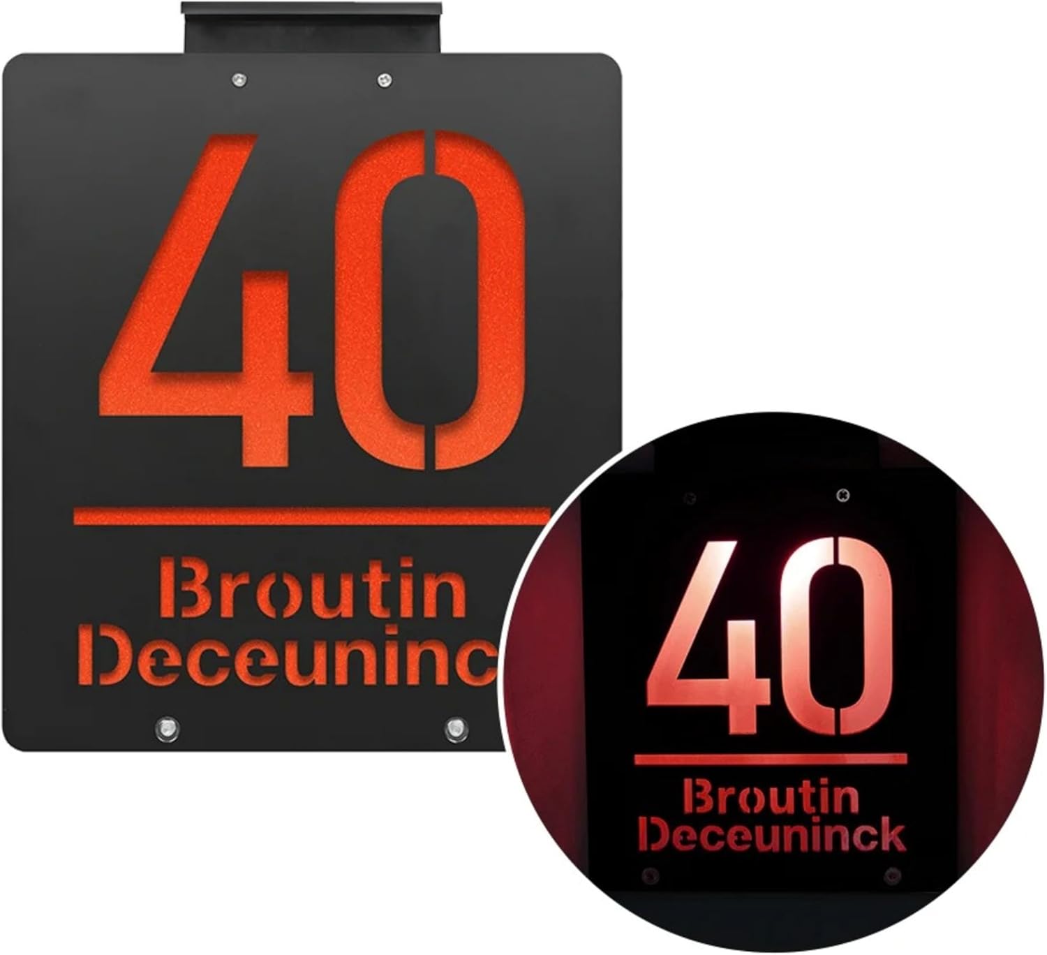 Solar House Numbers for Outside Light Up – Custom LED Address Sign, Illuminated Outdoor Acrylic Plaque, Waterproof Modern House Number Sign with Solar Powered Lights for Yard, Door, Mailbox (Black Red, 9.4x11.2in)