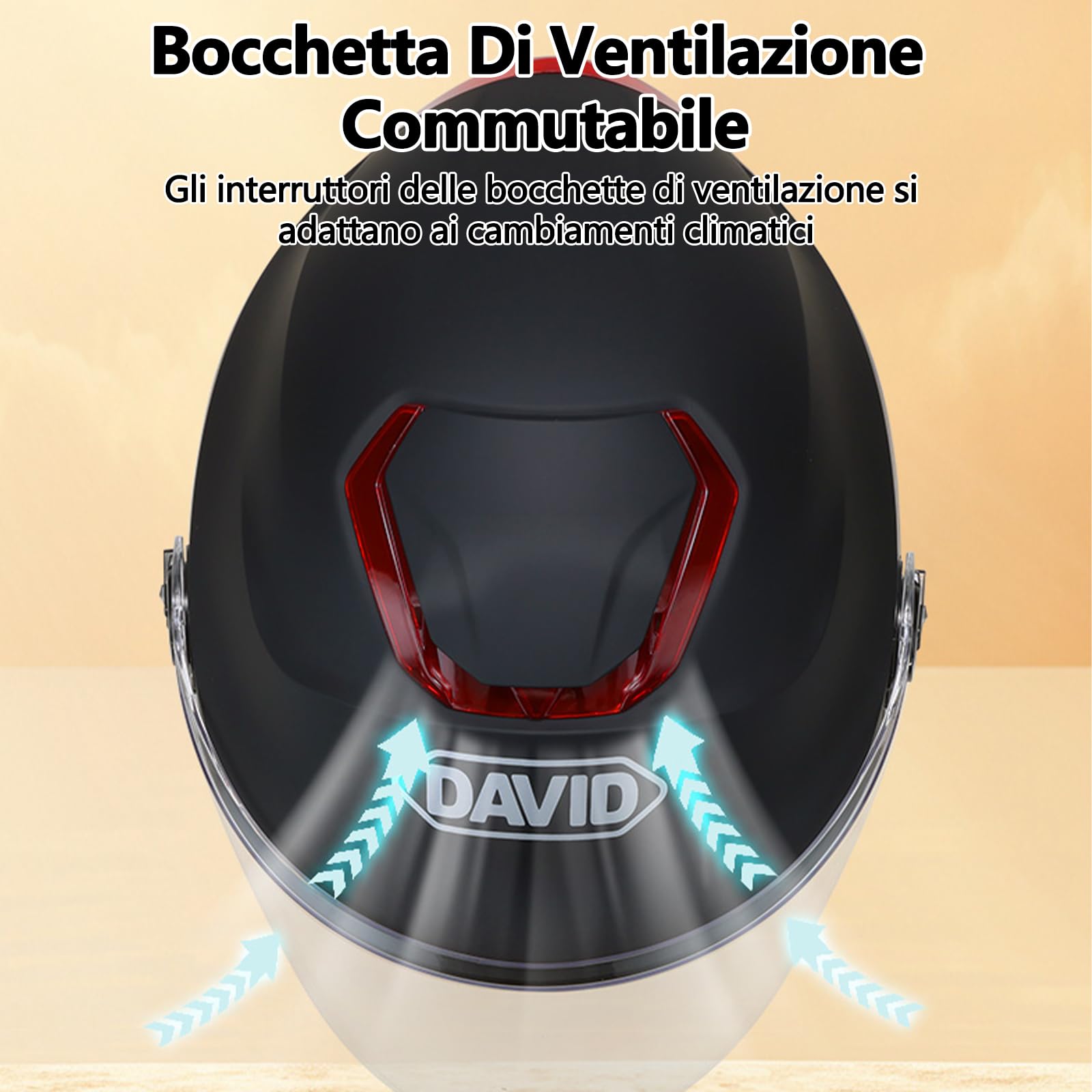Casco Aperto Classico, Mezzo Casco Con Visiera, Fibbia a 7 Sezioni, Calotta In 709abs Combinata Con Strato Di Ammortizzazione Eps