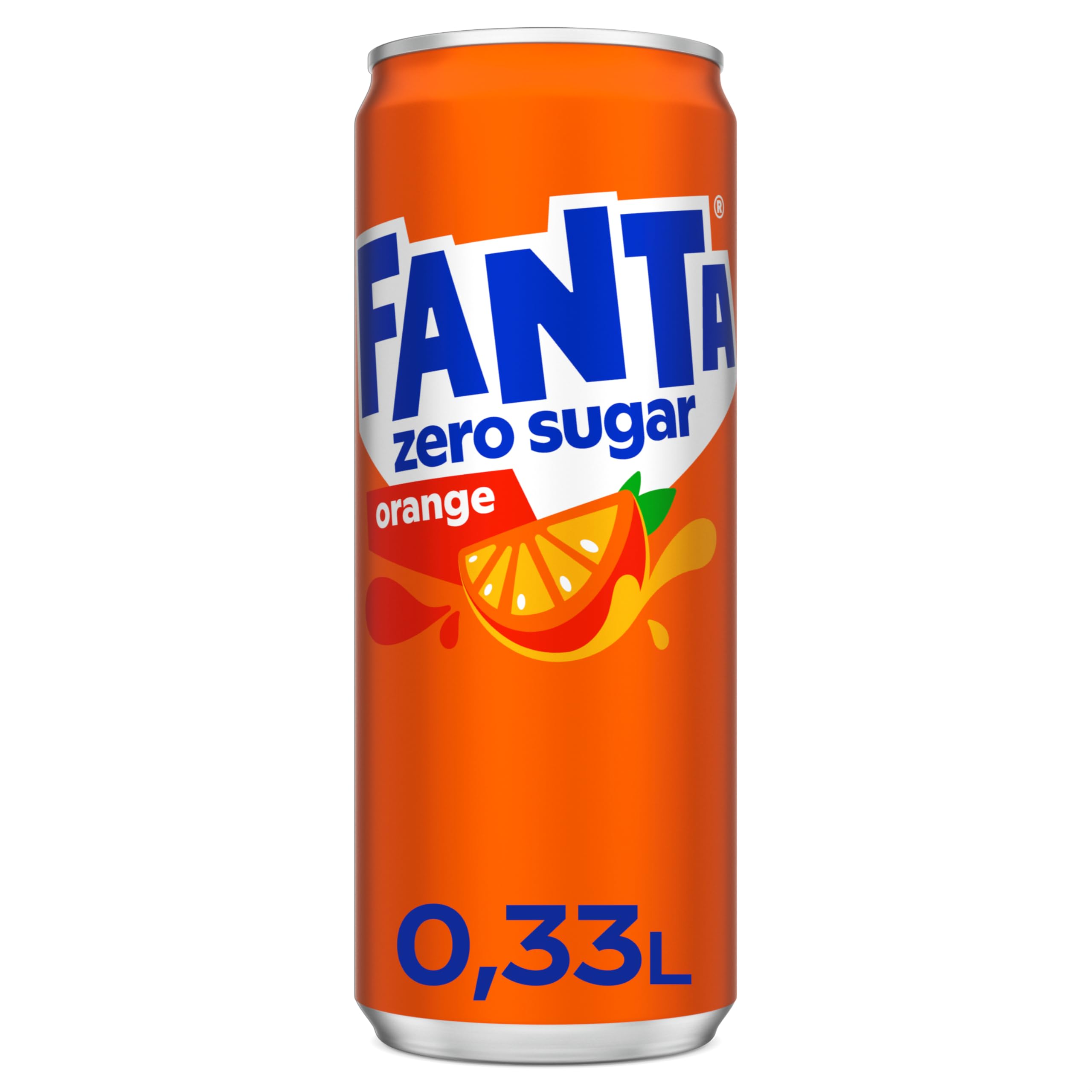Fanta Zero Orange - fruchtig-spritzige Limonade mit klassischem Orangen-Geschmack - ohne Zucker und ohne Kalorien - erfrischender Softdrink in stylischen Dosen (24 x 330 ml)
