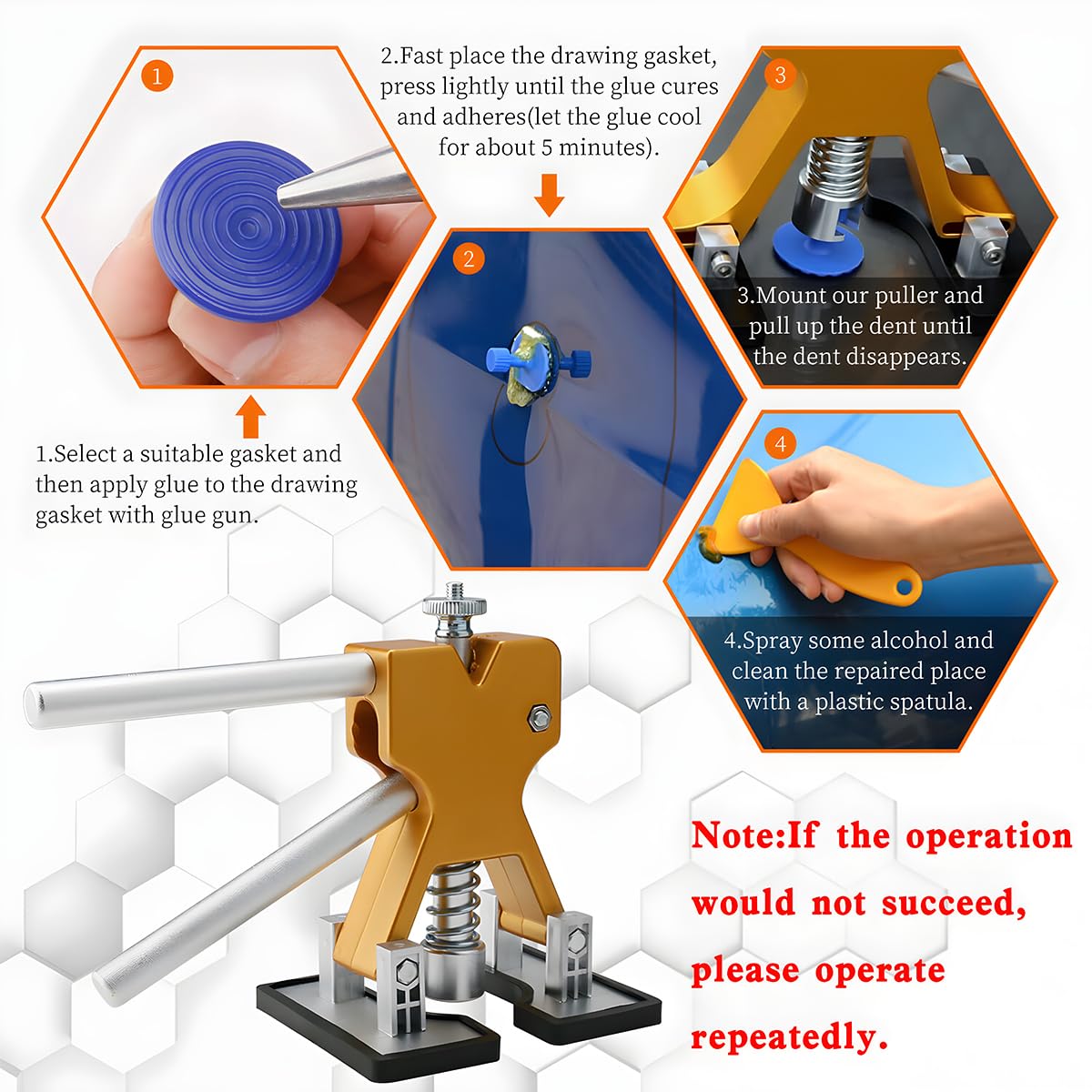 Kit Riparazione Ammaccature Auto Senza Verniciatura - Con Estrattore A Colla E Nastro | Per Porte E Superfici - Foto 8