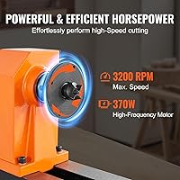 Vista 5 de VEVOR Torno de Madera de Sobremesa, 10 pulgadas x 18 pulgadas, 0.5 HP 370W Máquina de Torno para Madera, 5 Velocidades Variables
