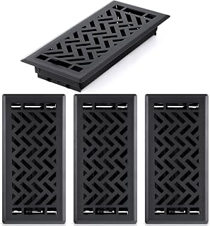 Tuanse 4 Pack 4 x 10 Inch Floor Register Vent Cover, Matte Black Steel