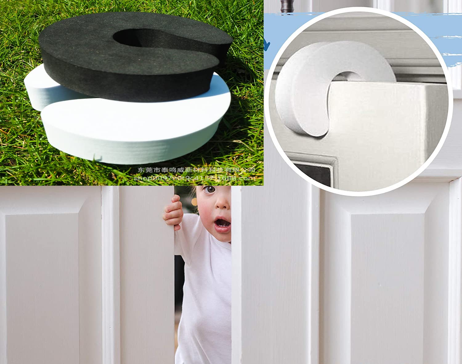 Deurstopper ter bescherming van kinderen wit rubber | Online Deurbeslagshop