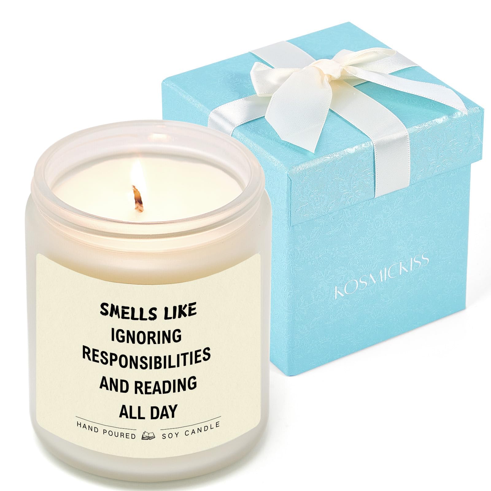 Book Lovers Gifts - Funny Birthday Chrismas Bookish Gifts for Friends, Best Book Themed Gift for Readers, Bookworms, Librarian, Lavender Scented Candle with Gift Box
