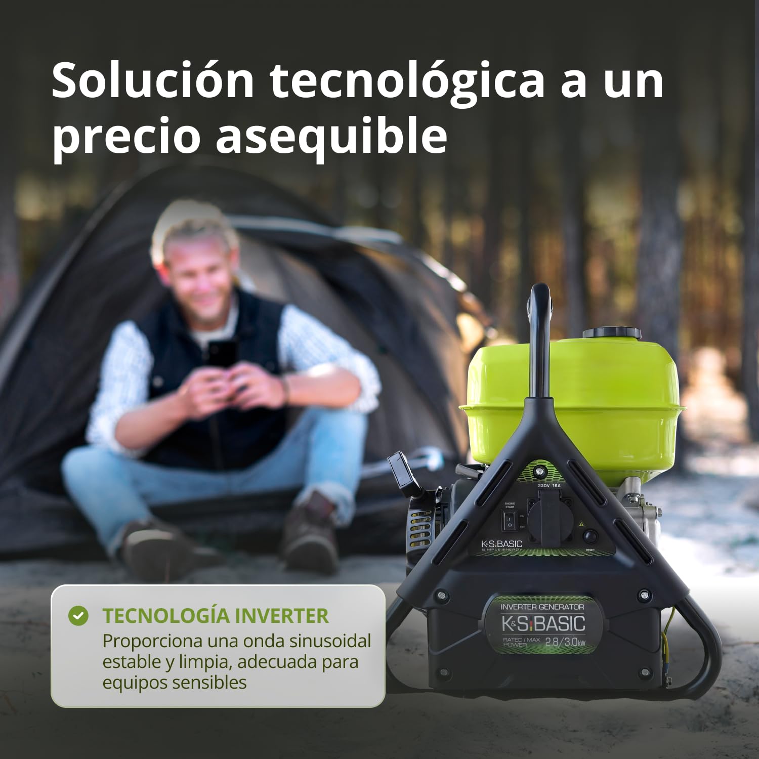 K&S Basic KSB 31i Generador inversor de 3,0 kW - Seguro para dispositivos sensibles - Generador de corriente de emergencia con estructura compacta - Generador inversor con bobinado de cobre