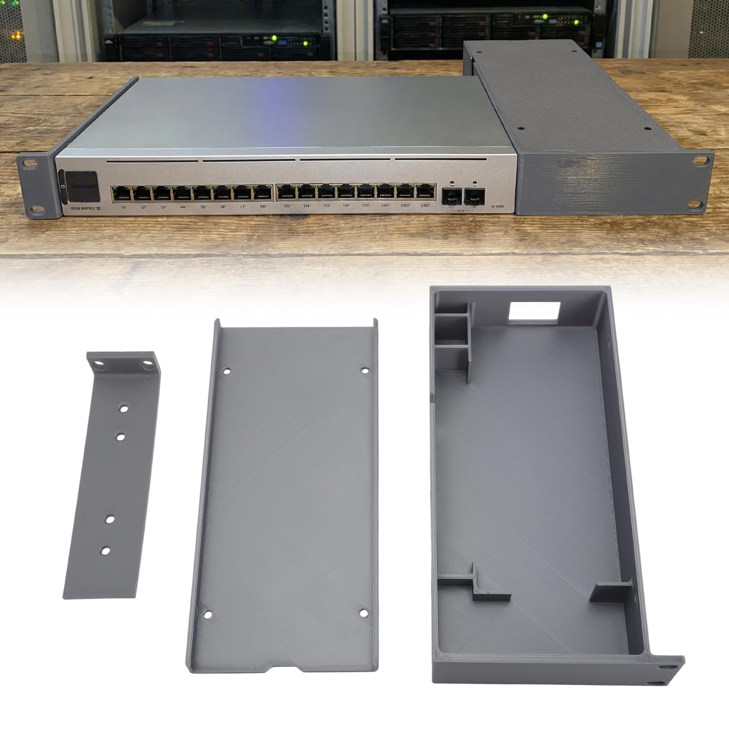 1U 48,3 cm (19 Zoll) Rackhalterung mit Netzteil-Schale für Ubiquiti UniFi USW-Pro-Max-16-PoE | Kompatibel mit Ubiquiti UniFi USW-Pro-Max-16-PoE Netzwerk-Switch, belüftete Halterung, robuste Upgrades