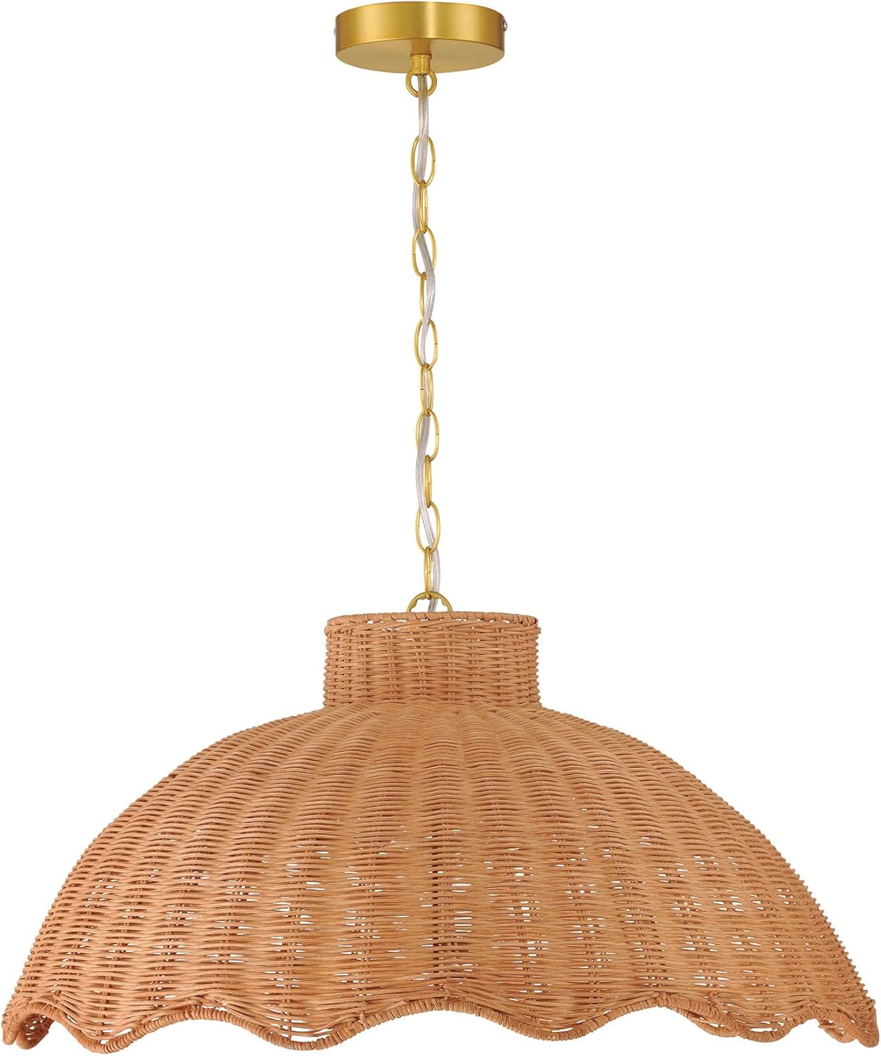 Creative Co-Op 60-Watt Large Scalloped Rattan Pendant Lighting, Natural