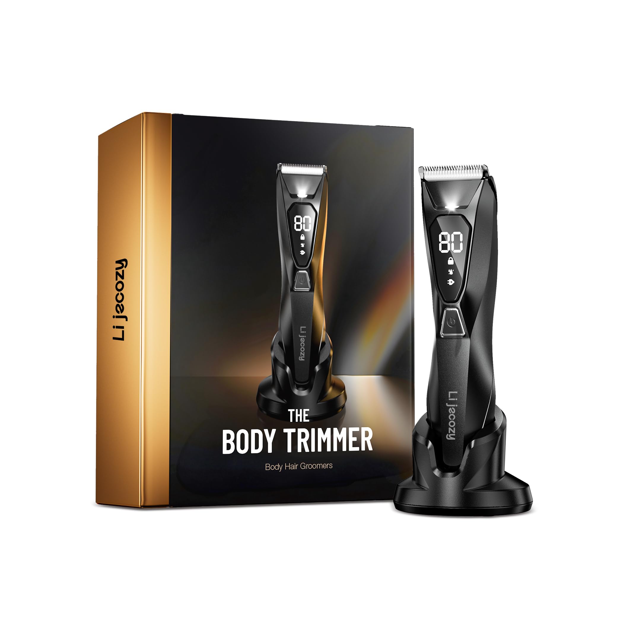 Body Hair Trimmer for Men Pubic Hair Trimmer with Wireless Charging 4000K LED Display Waterproof Wet Dry Body