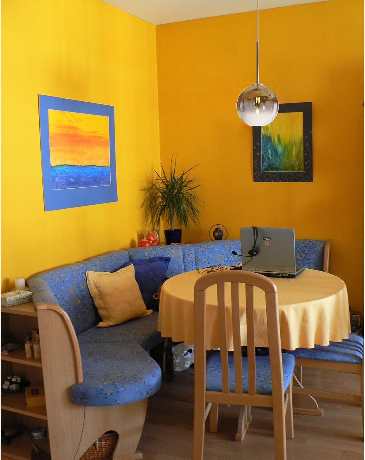 EKSED Lámpara Colgante Moderna de Vidrio con Casquillo E27, Pantalla Esférica de 25 cm para Techo, Ideal para Isla de Cocina o Comedor (Dorado, 1 Luz)
