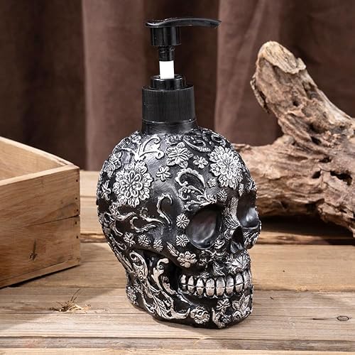 Miniatura 9 de Dispensador de jabón de calavera con bomba a prueba de óxido, botella líquida recargable de loción de manos para baño, dormitorio y cocina (nueva