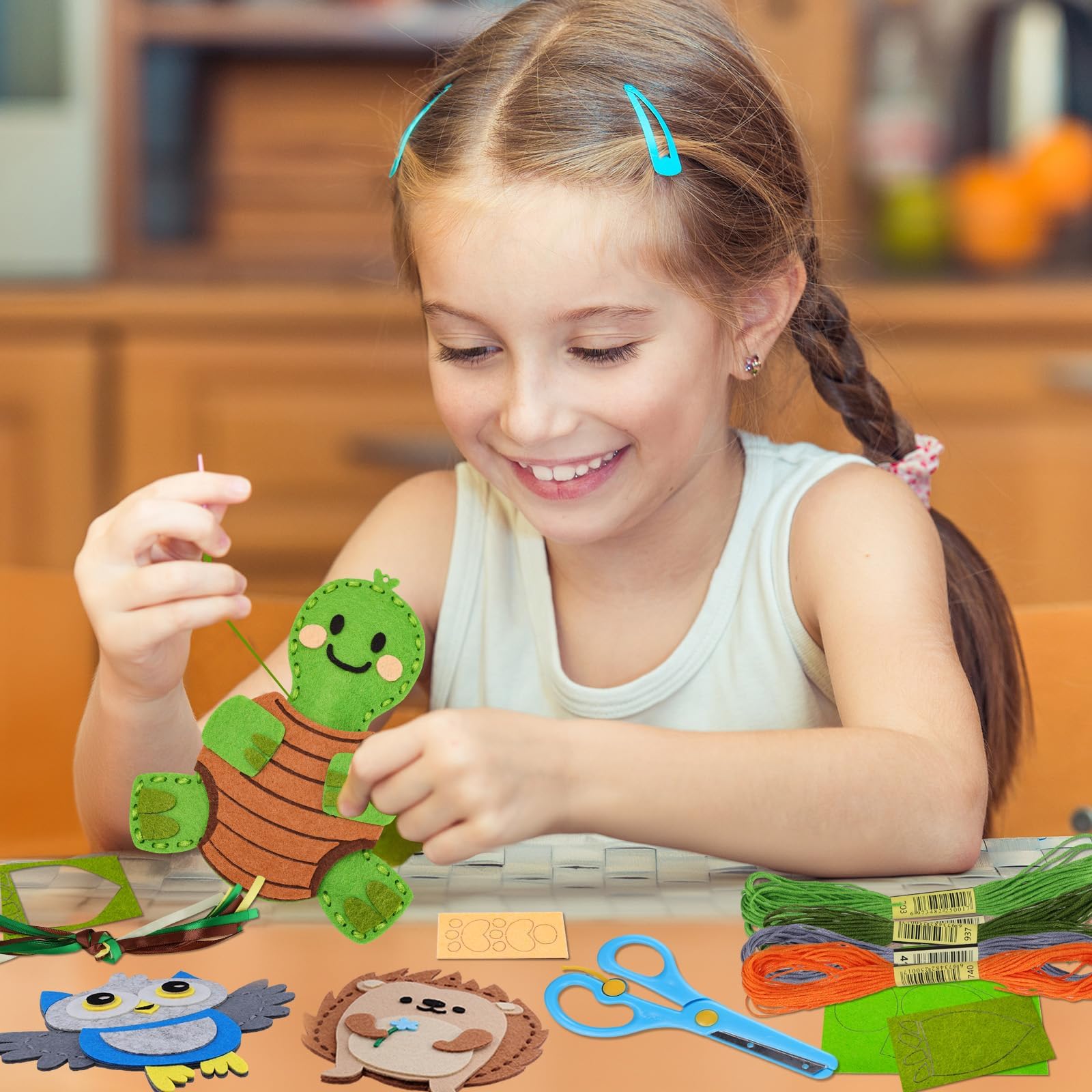 Garma Animal Sewing Kit for Kids - 14 in 1 Kids Sewing Crafts Kit for Beginners - Mini Sewing Kits for Kid 5-8 8-12 - Easy Sew Your Own Felt Animals DIY Craft Set for Boys & Girls Birthday